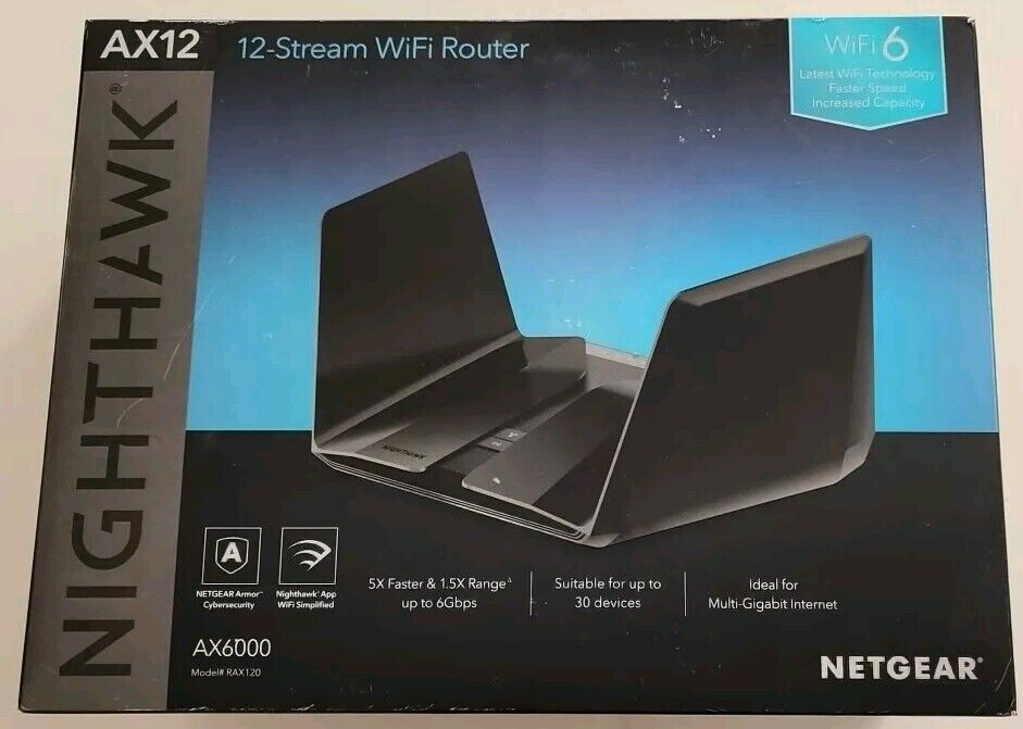 MINT NETGEAR Nighthawk AX12 Dual-Band 12-Stream Wi-Fi 6 Router AX6000 RAX120