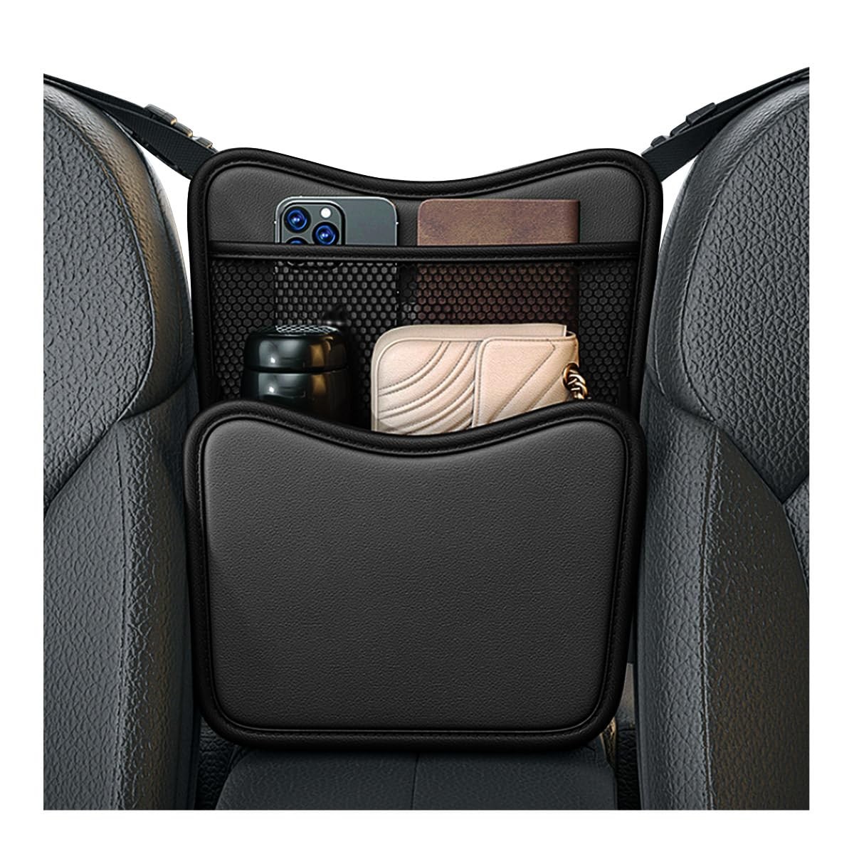 Car Organizer Storage Between Seats, Leather Large Capacity Automobile Handba...