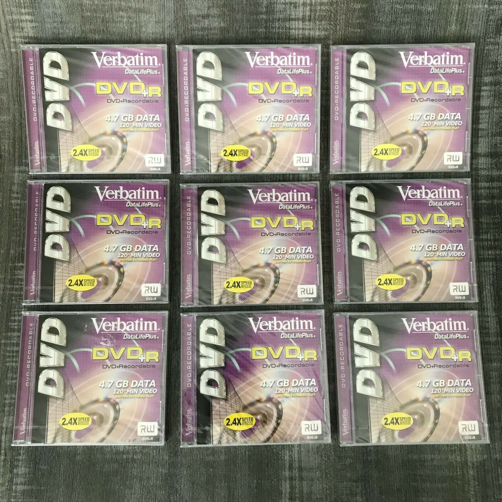 Verbatim DataLifePlus DVD+R Recordable 4x 4.7 GB Data 120min 9 DVDs & Jewel Case