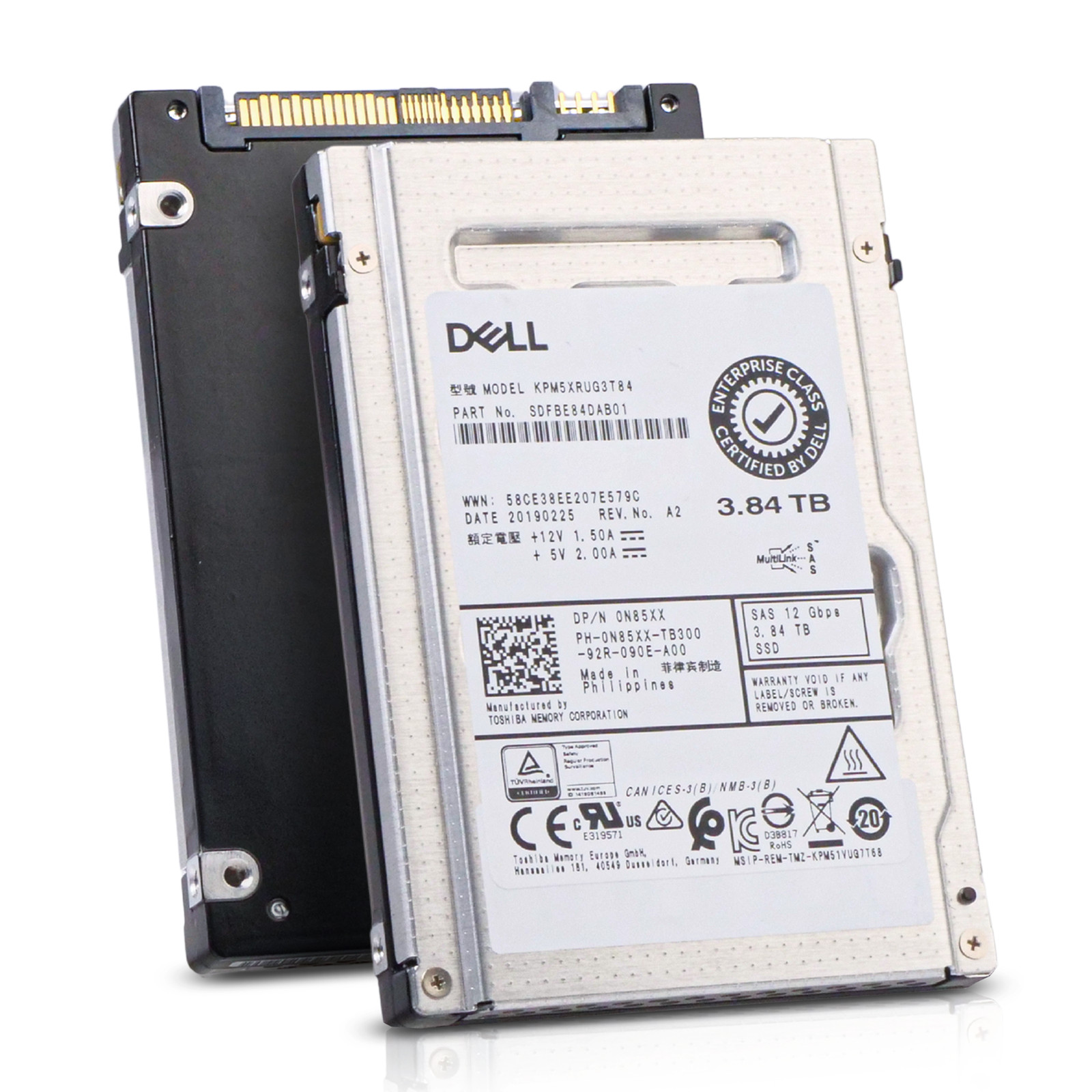 Kioxia/Dell PM5-R 3.84TB KPM5XRUG3T84 SAS 12Gb/s 3D TLC 1 DWPD 2.5" SSD