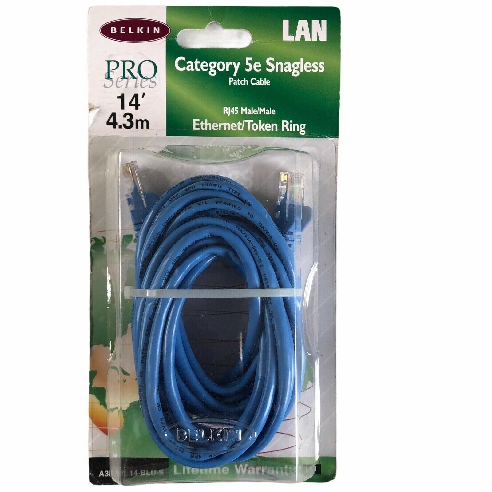 Belkin Pro Series Patch Cable 14' 4.3m A3L791-14-BLU-S LAN Category 5e Snagless