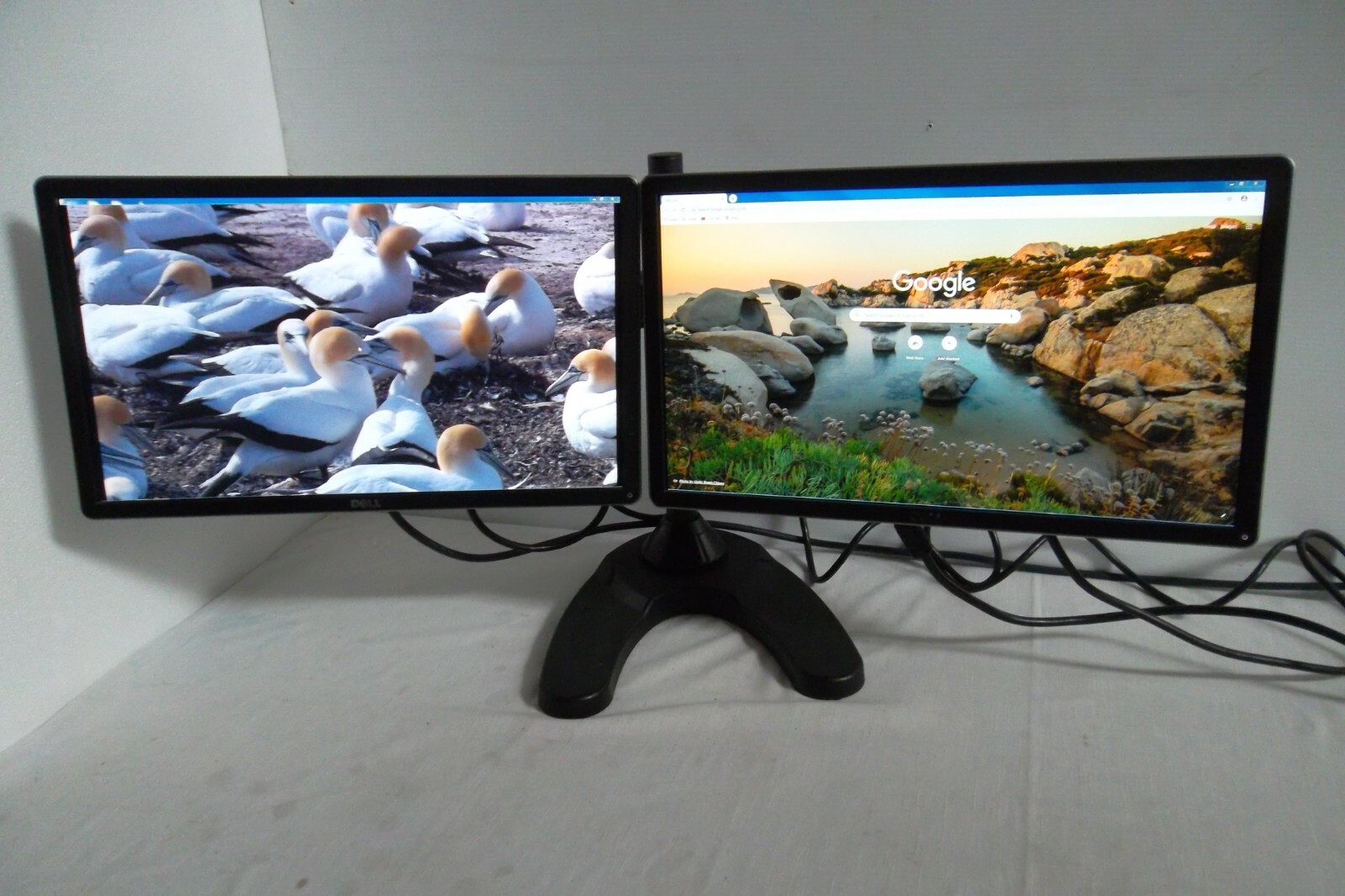 Dell P2214H Dual 22" Monitor 1080p Full HD VGA DVI DP w/4-Port USB Stand KW14V 