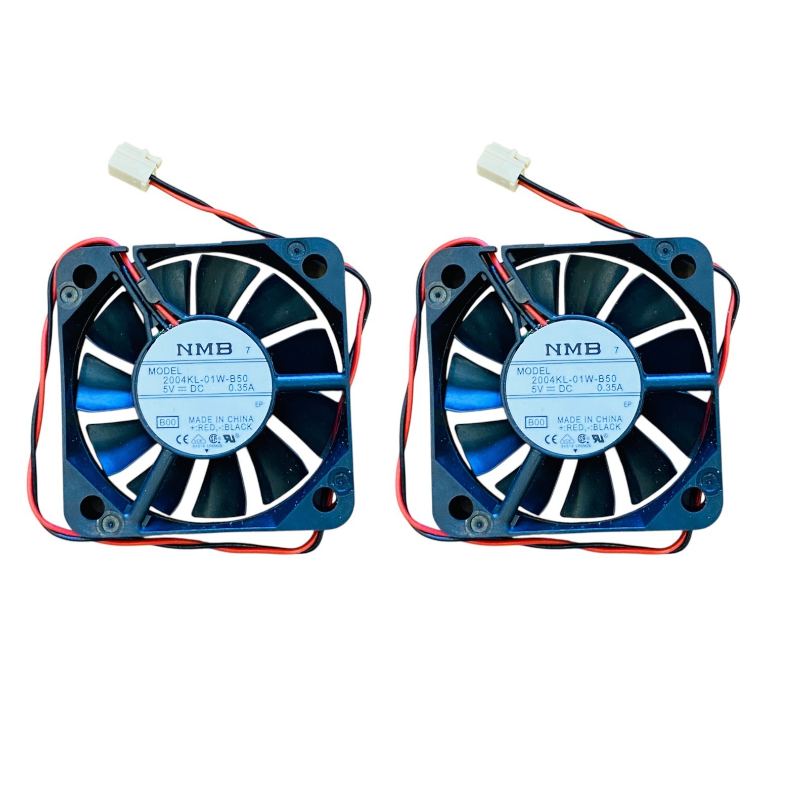 2 Pcs NMB 2004KL-01W-B50 5V 0.35A DC Axial Cooling Fan 50mm x 10mm 2-Pin - New