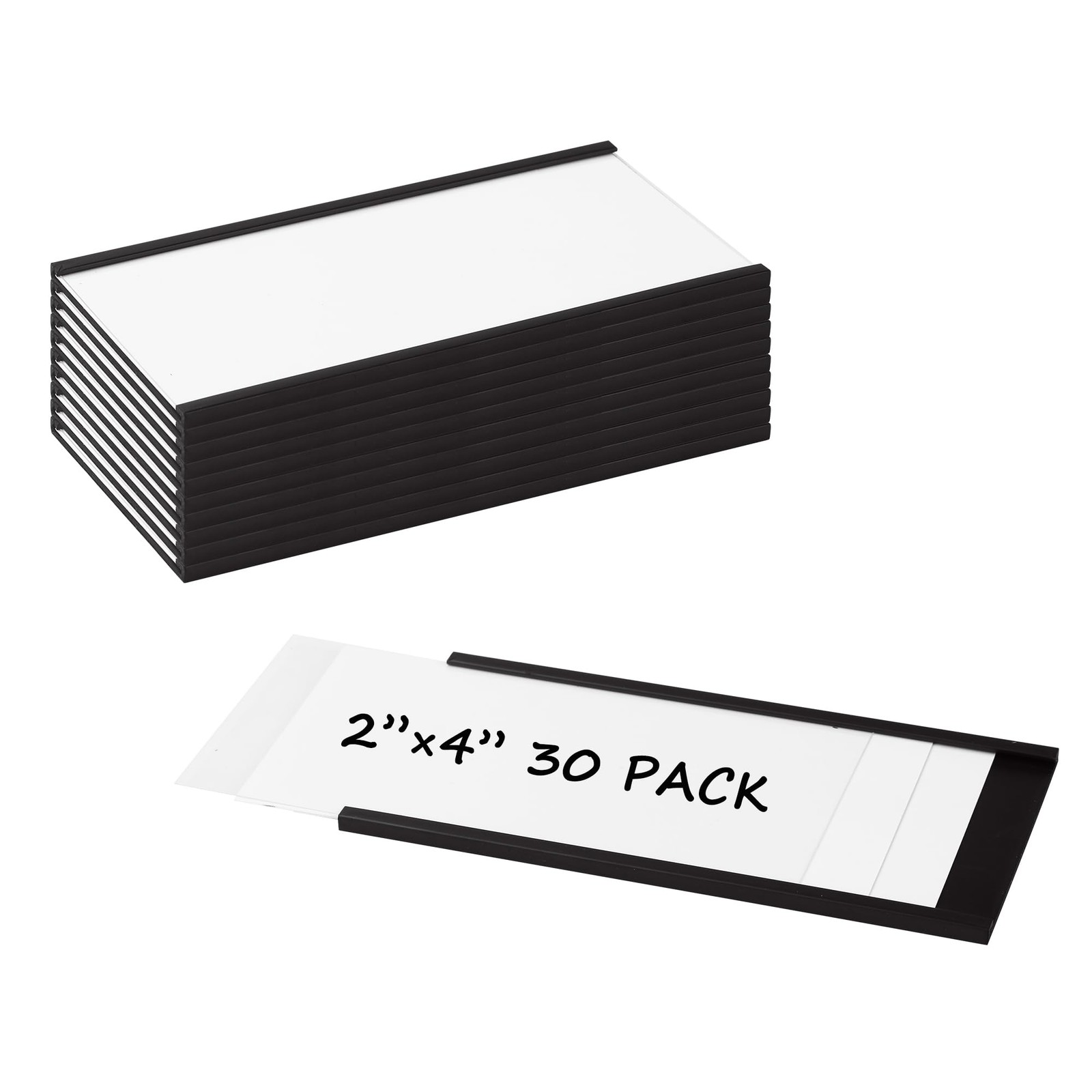 C Channel Magnetic Label Holders 30 Pack 2'' x 4'' with Paper Inserts and Cle...