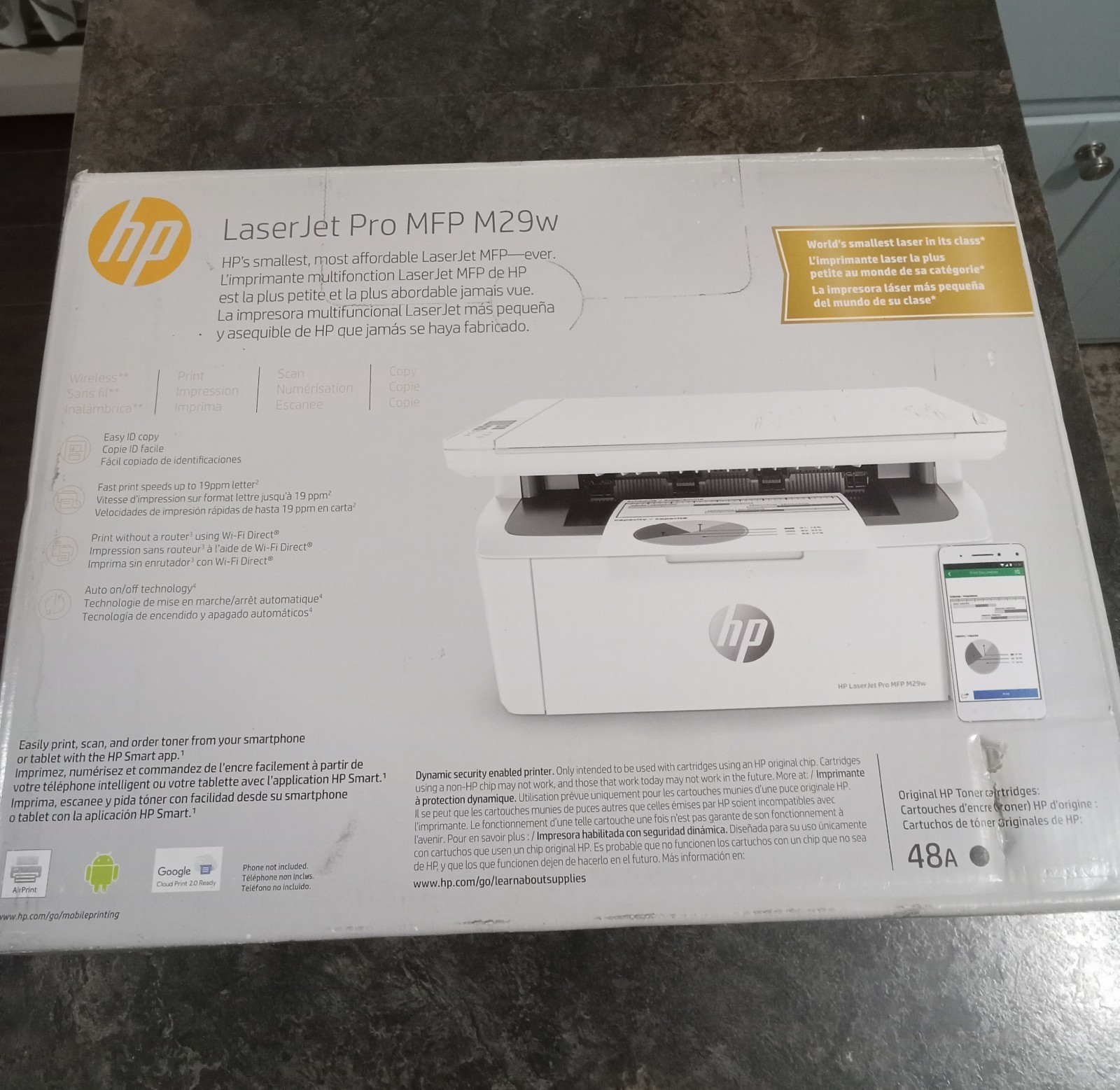HP LaserJet Pro MFP M29w All-In-One Printer - New in Box Phone HP Smart App