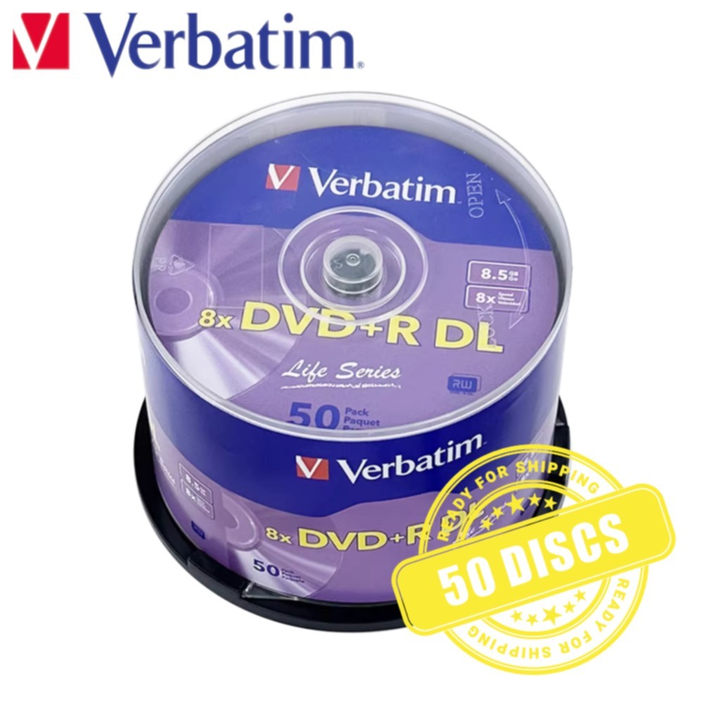 Verbatim DVD+R DL 8.5GB 8x Blank DVD Dual Layer Disc Double 8.5 GB - 50 Discs
