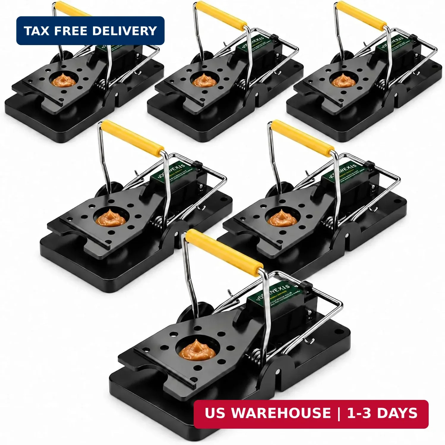 6 Pack Mouse Traps Indoor for Home, Reusable Snap Traps for Mice, Easy to Set, N