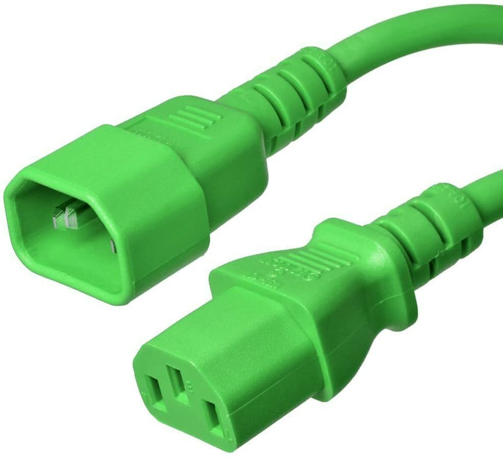 15 PACK LOT 15ft IEC C14 - C13 Green Power Cord 14AWG 15A/1875W 100-250V 4.6M