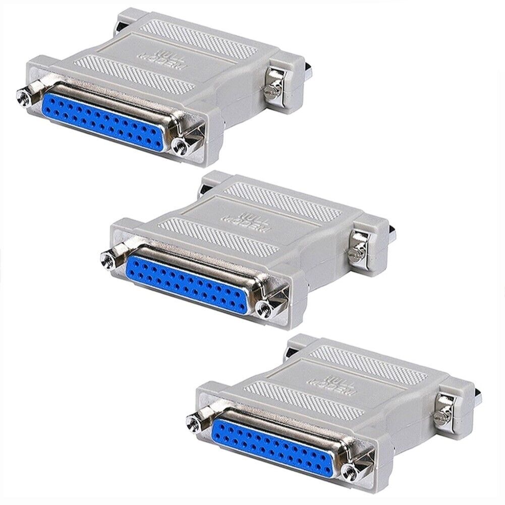 3x DB25 25 Pin Female to Female Parallel Port Null Modem Adapter Gender Changer