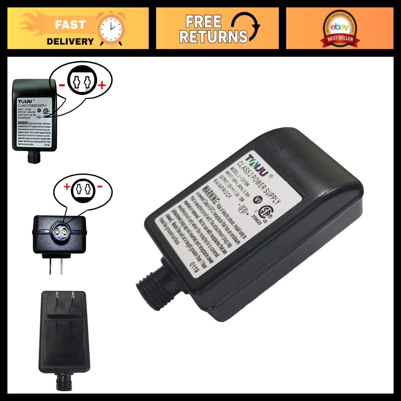 12V 1.5A Inflatable Air Pump Adapter Replacement for Air Mattress & Pool Toys