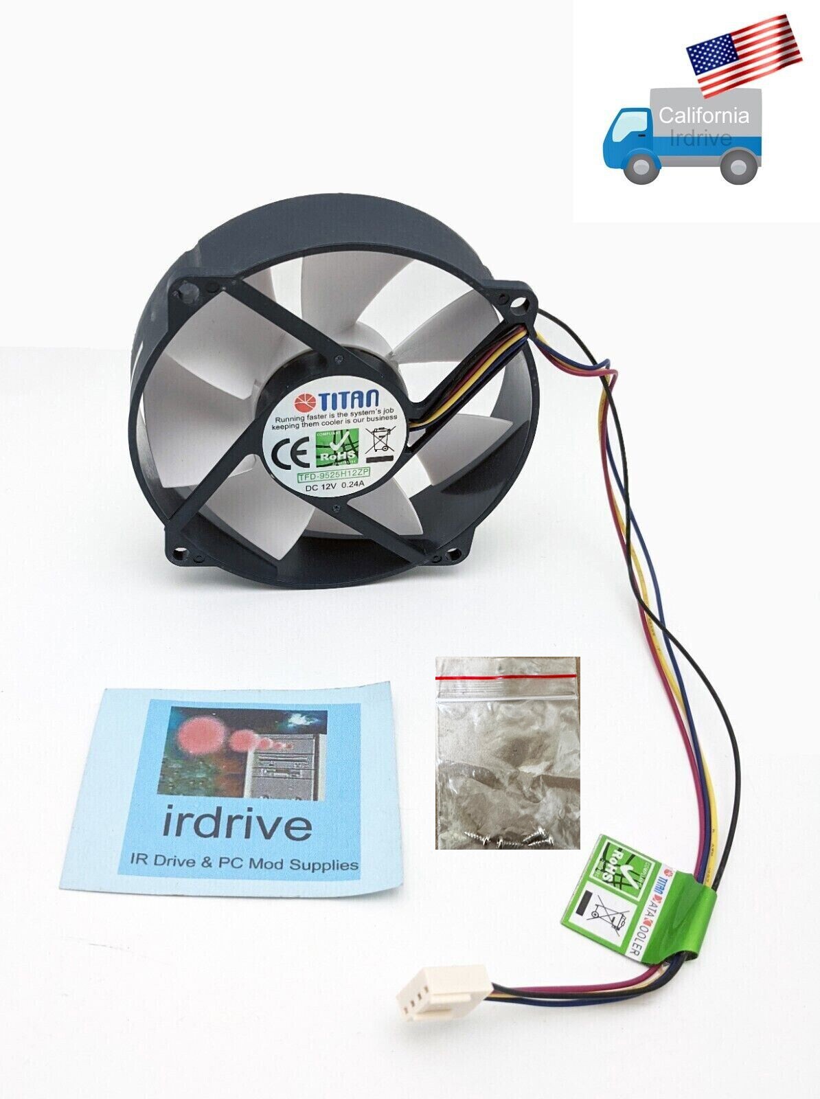 New Titan Replacement 95mm Diameter PWM CPU Cooler Fan on 80mm Cooler Frame