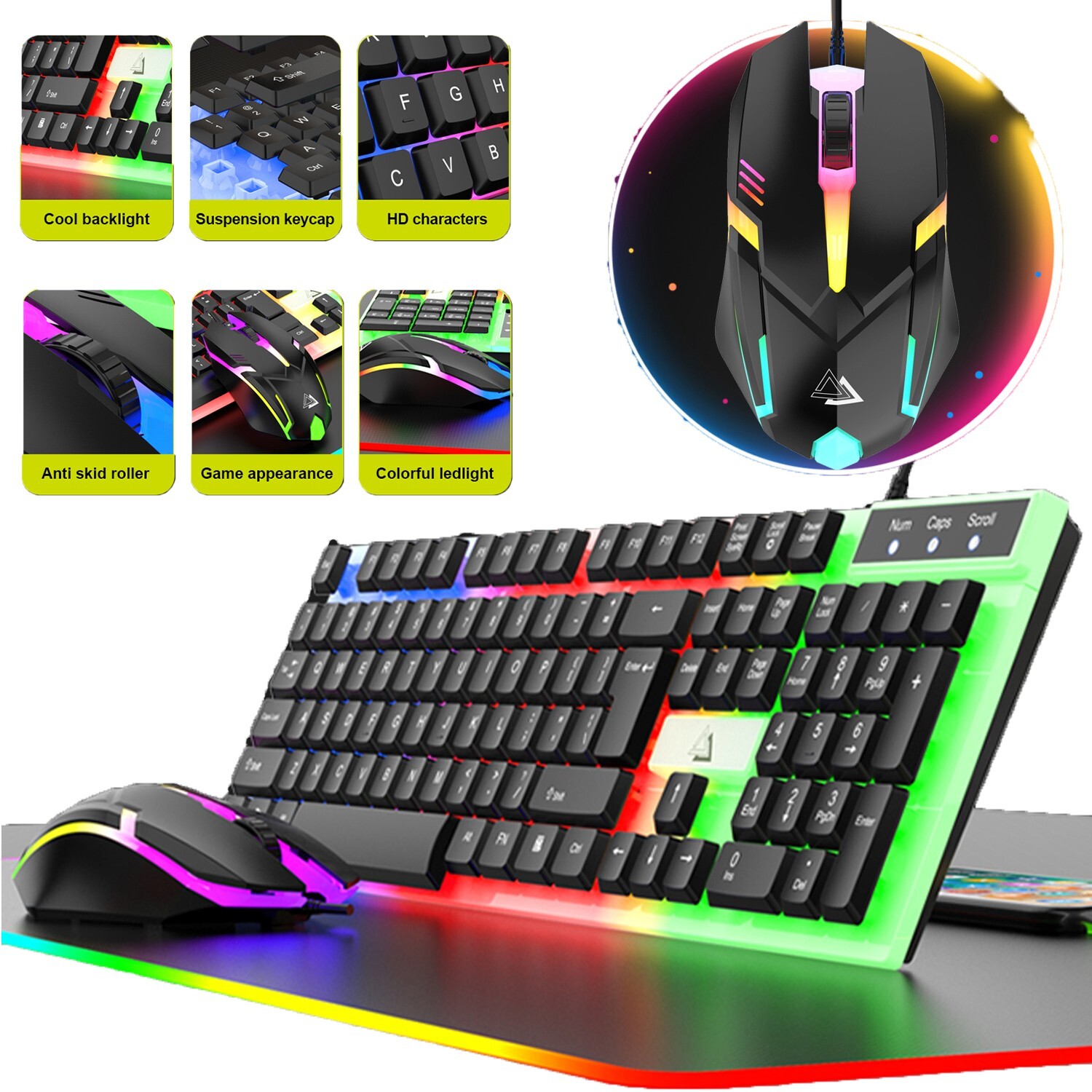 Gaming Keyboard and Mouse RGB Backlit Gaming Keyboard and Gaming Mouse Value Set