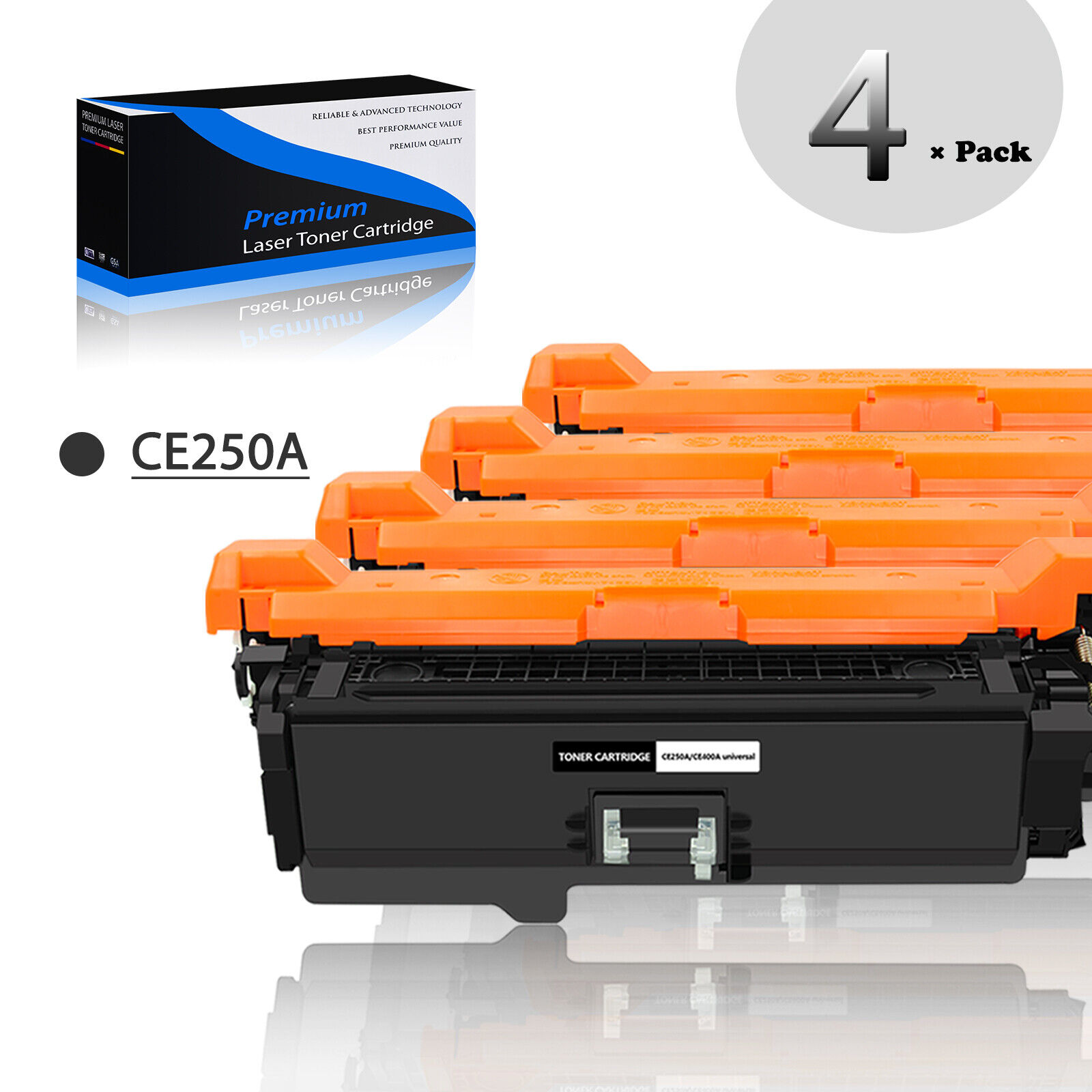 4PK CE250A 504A Toner Cartridge Fit For HP Color LaserJet CP3525x CP3530 CP3525n