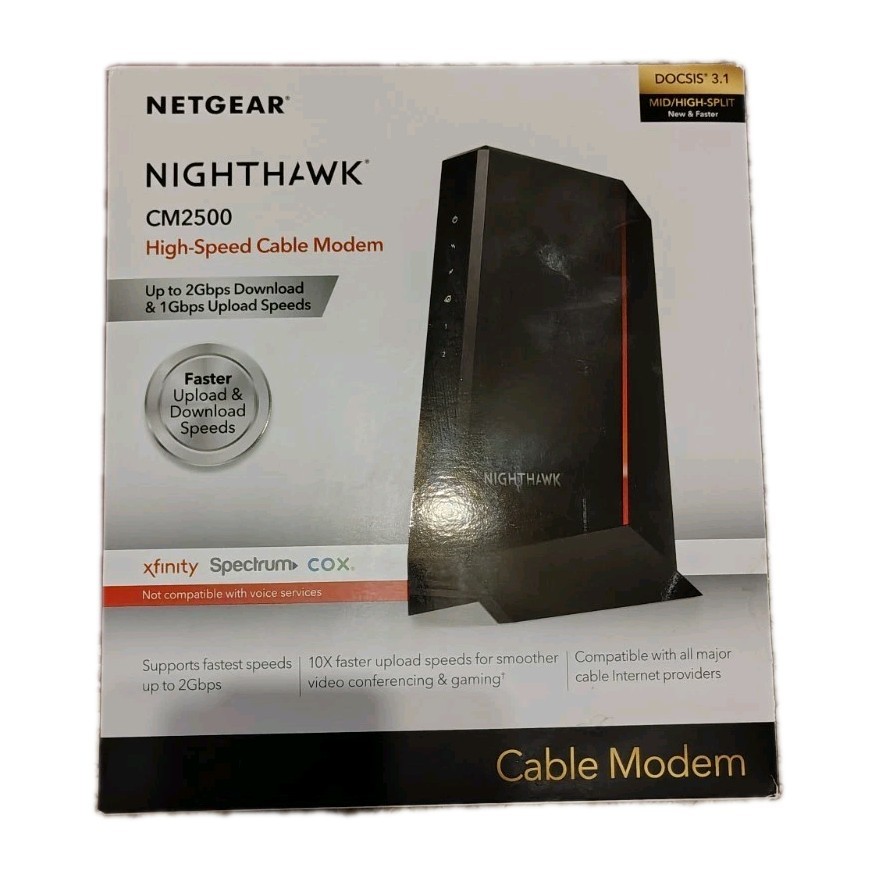 NETGEAR Nighthawk CM2500 High-Speed Modem  DOCSIS 3.1 Cable Modem 