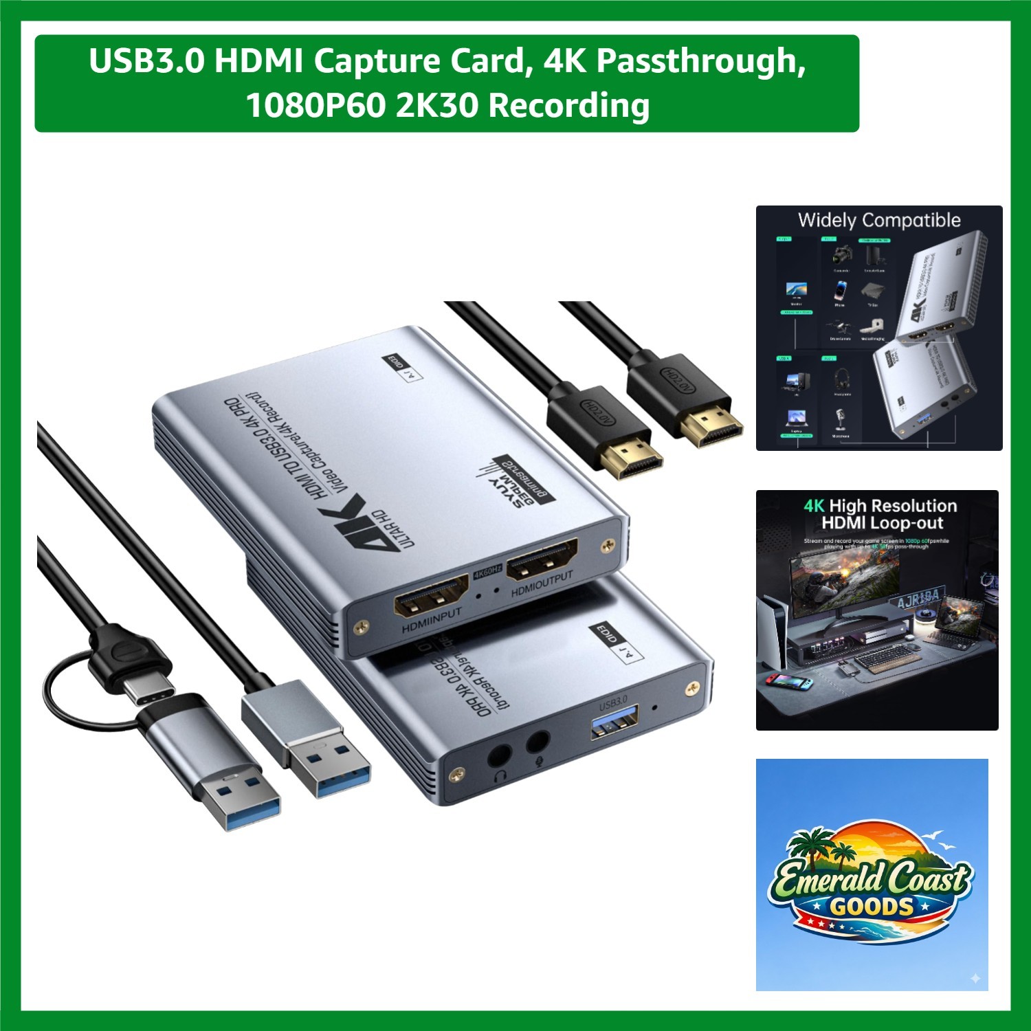 Compact HDMI Capture Card for Streaming & Recording - 4K & 1080P60 Support