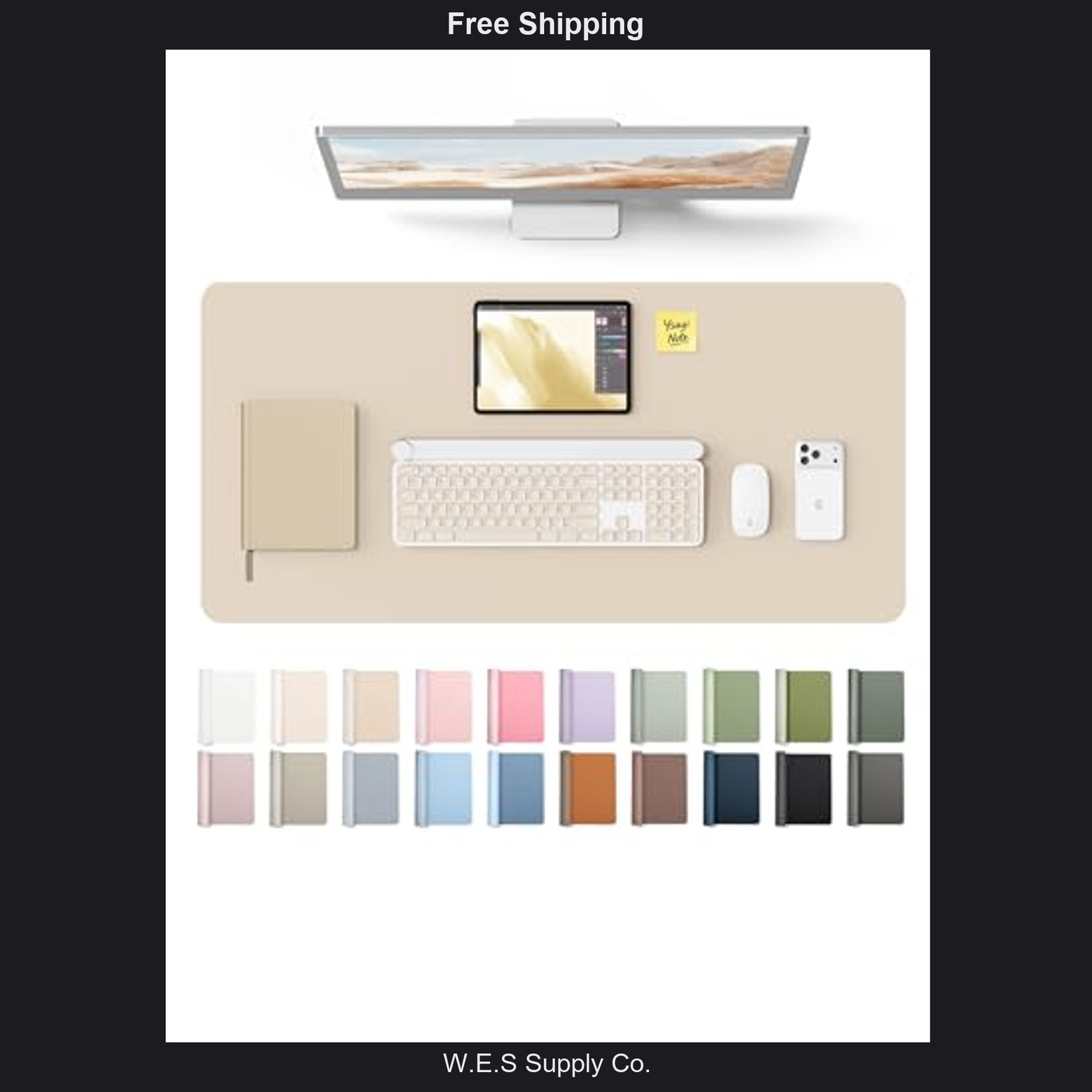 YSAGi Leather Desk Pad Protector Large Mouse Pad Non-Slip Waterproof
