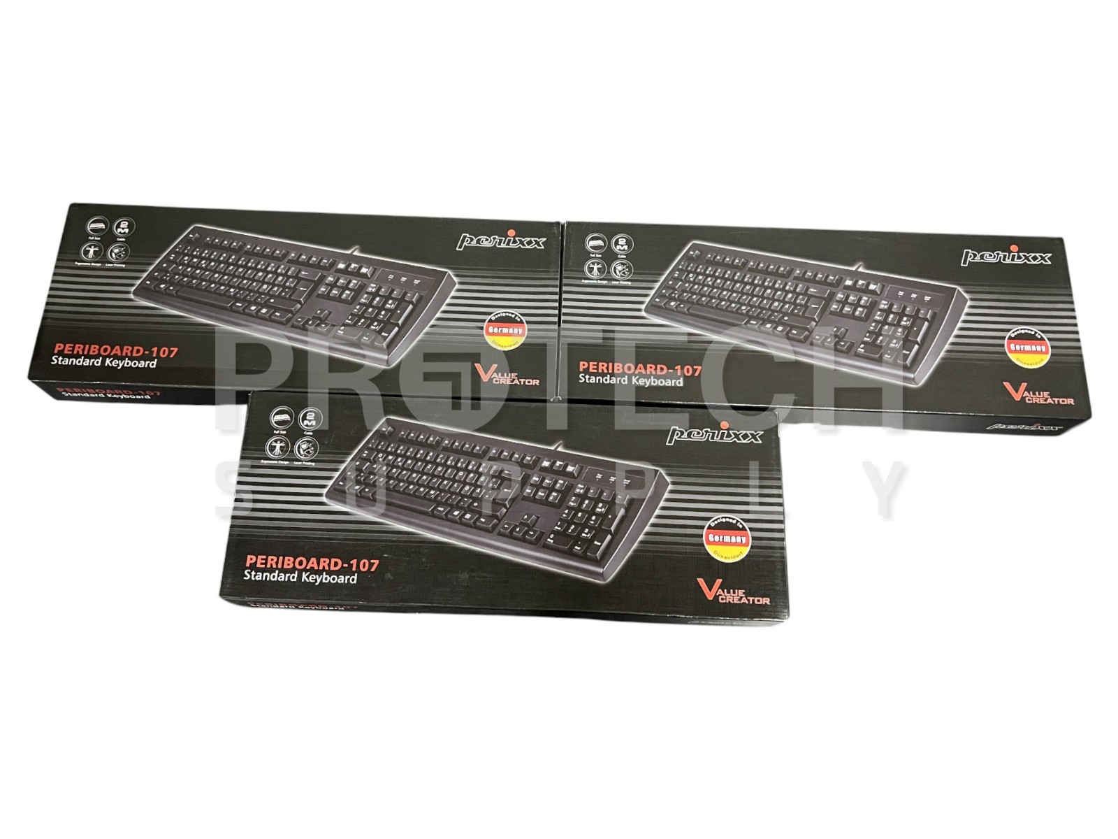 (Lot of 3) Perixx PERIBOARD-107 Standard Keyboard NEW with WARRANTY