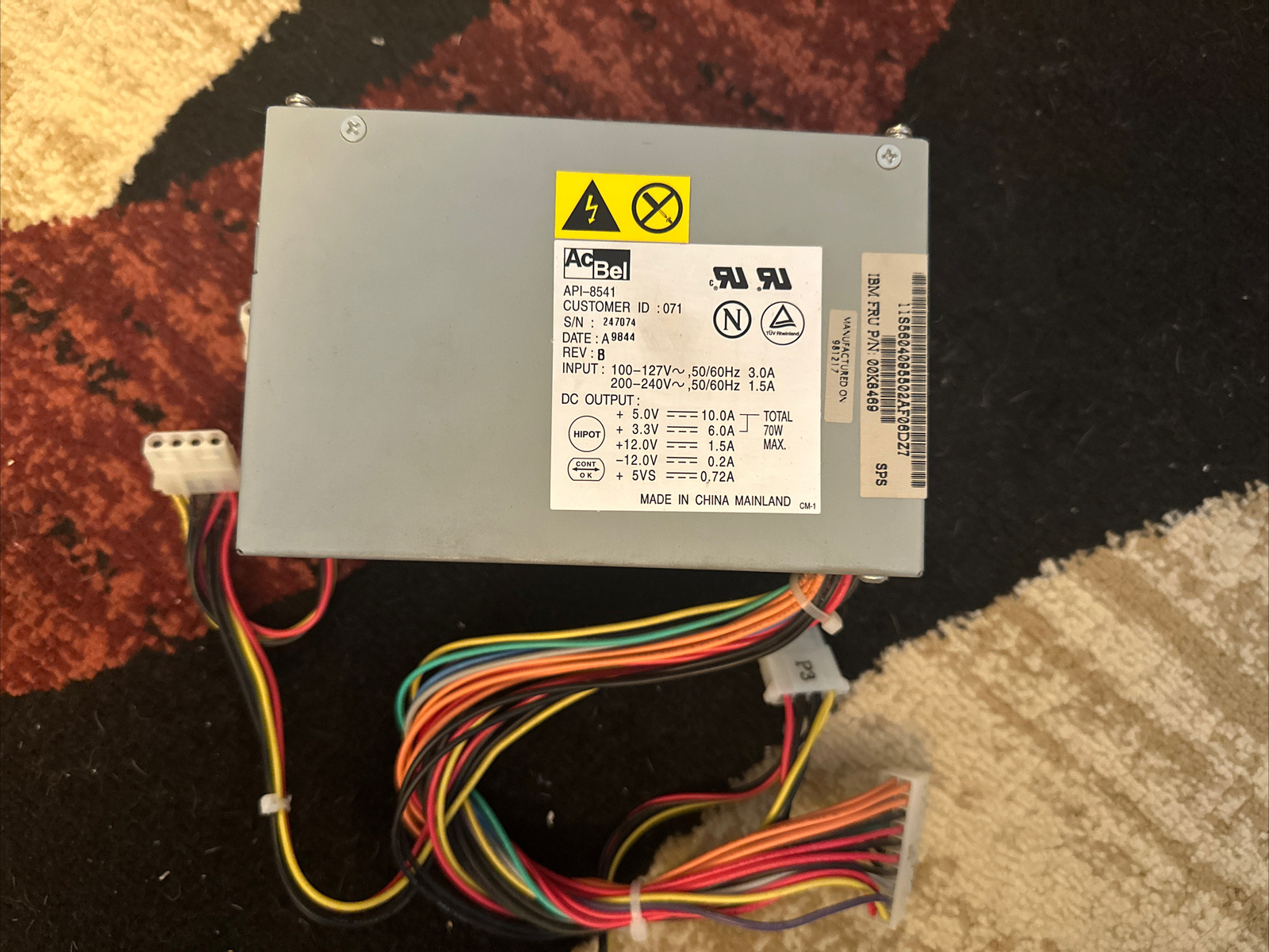 AC Bel ACBEL API-8541 IBM 00K8468 70W Power Supply Tested Works