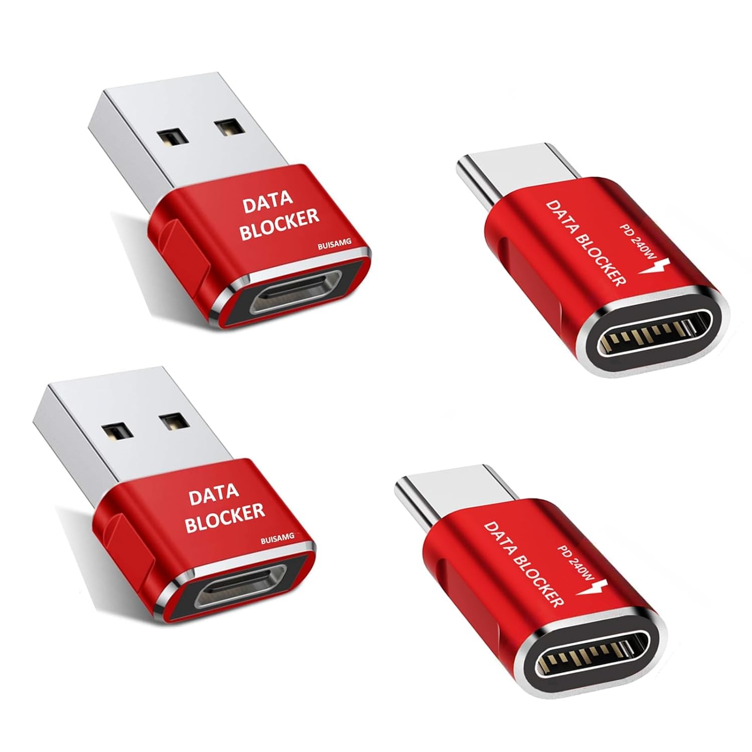 USB C Data Blocker Red Juice Jacking Protection Device Portable Data Security
