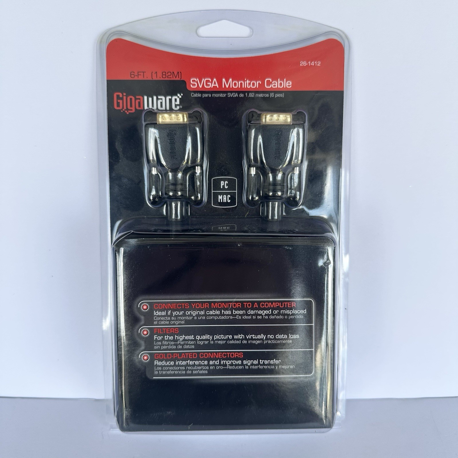 Gigaware 6-FT (1.82M) SVGA Monitor Cable New