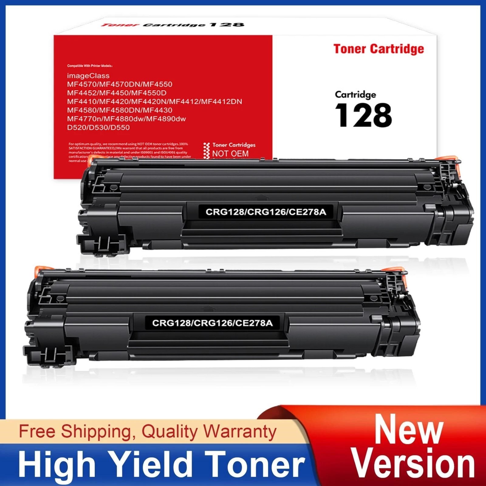 2 Pack 128 CRG-128 Toner Cartridge Replacement for Canon D530 D550 MF4770n L100