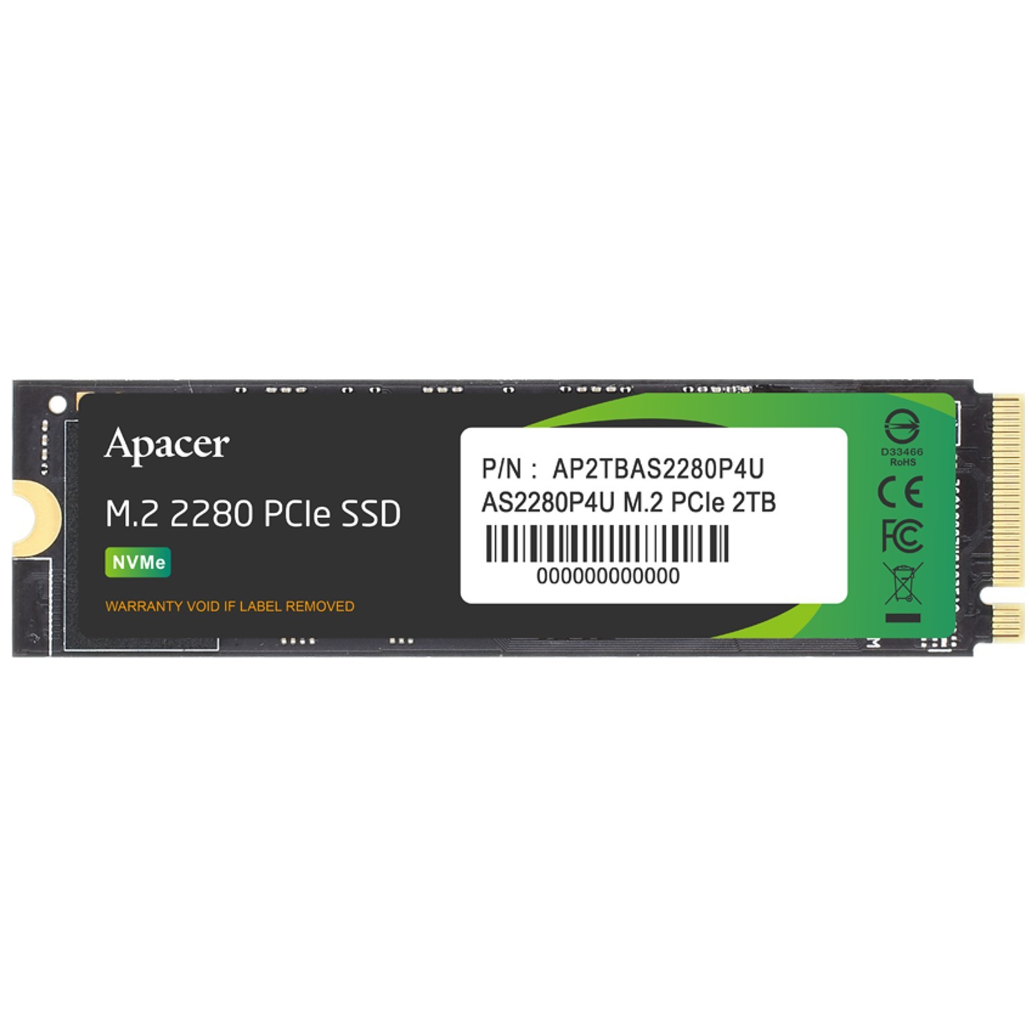 Apacer 2TB M.2 NVMe PCIe Gen3 x4 Internal SSD AS2280P4U AP2TBAS2280P4U Bulk