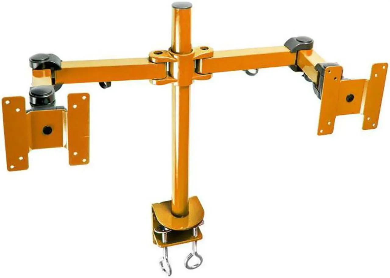 Monmount Dual Monitor Desk Mount, Clamp, Up To 2x 24” LCDs, Adjustable, Orange