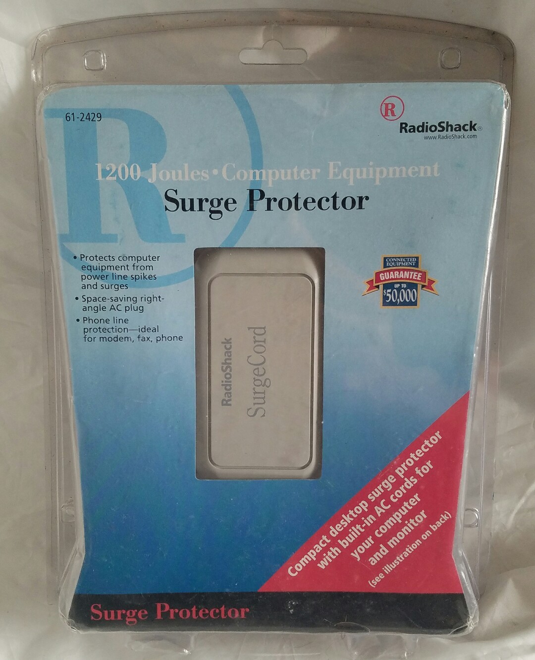 Radio Shack Dual IEC Power Cord w/Surge Protector, For Computers, etc NEW 
