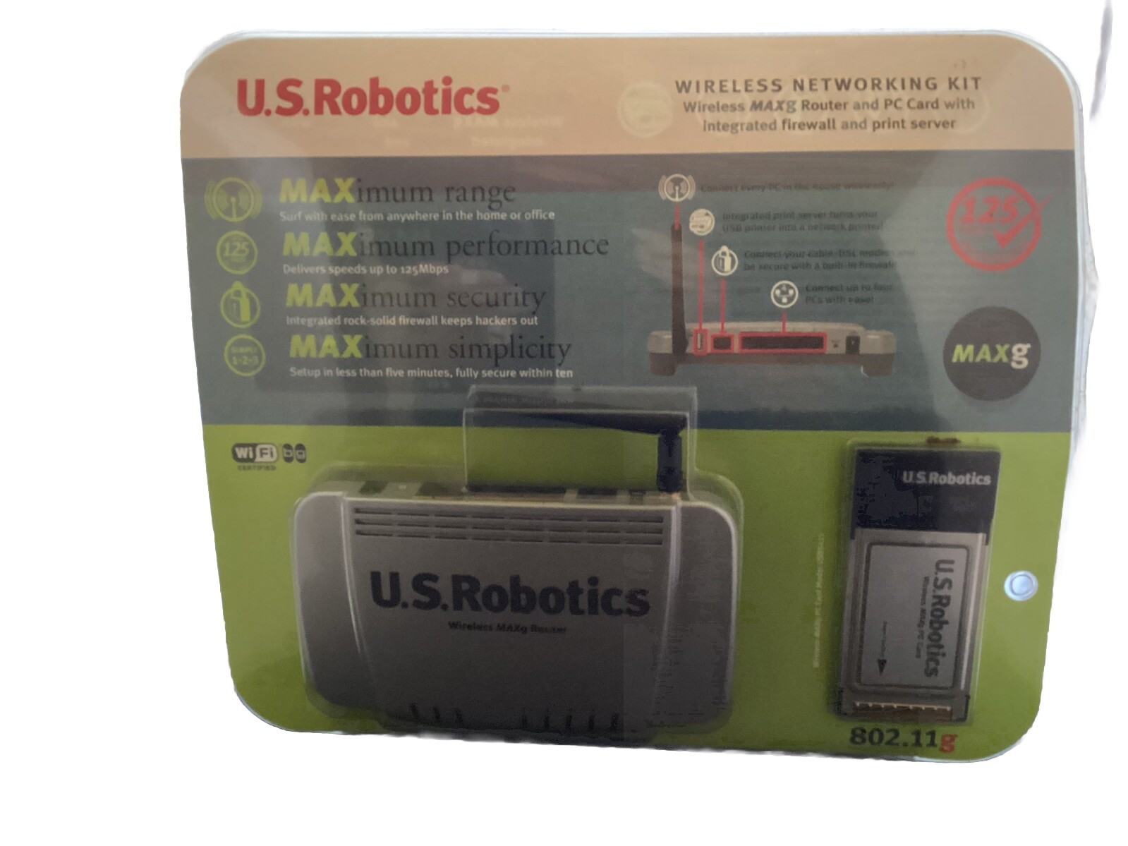 New U.S. Robotics Bundle USR5461 802.11g Wireless MAXg Router & USR5411 PC Card