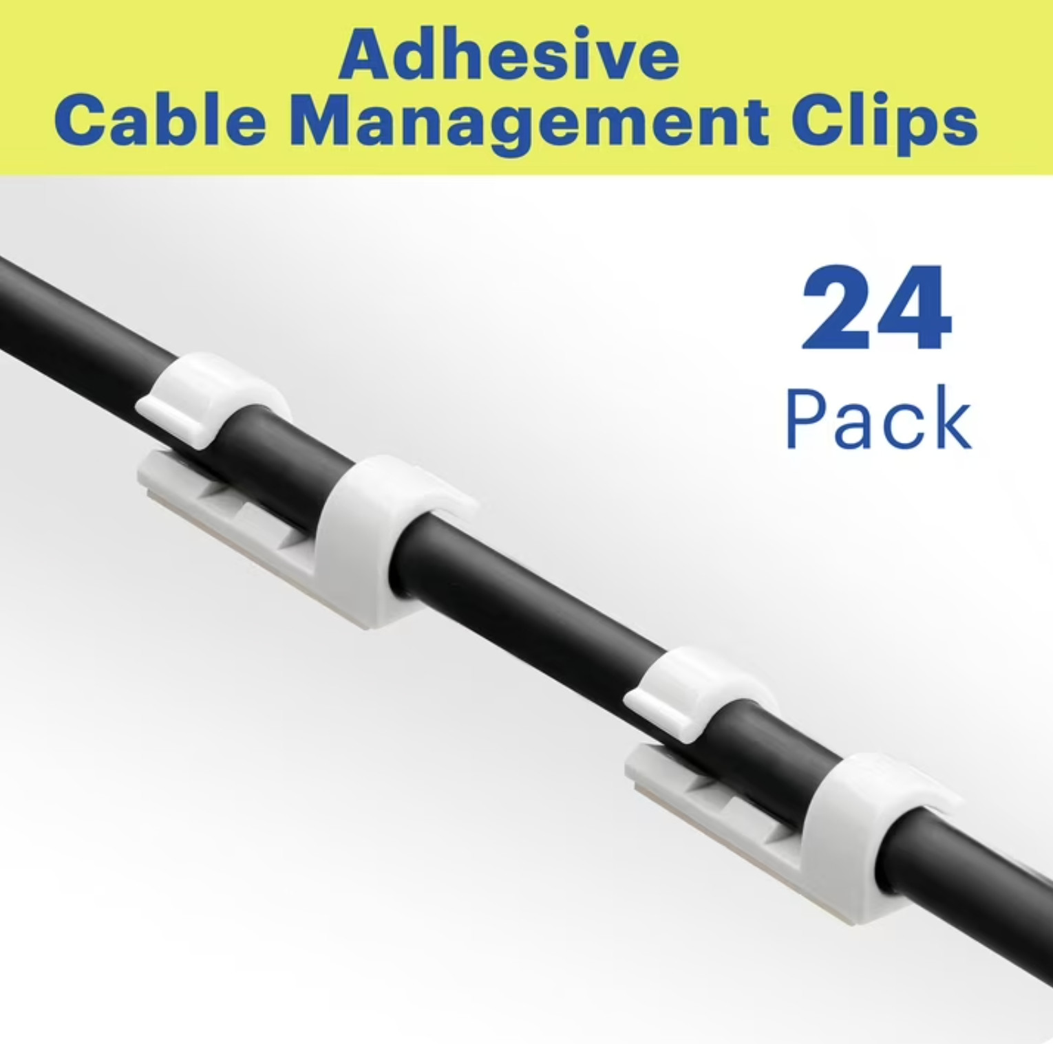 24 Pack Adhesive Cable Management Clips Peel and Stick Wire Cord Organizer Holde