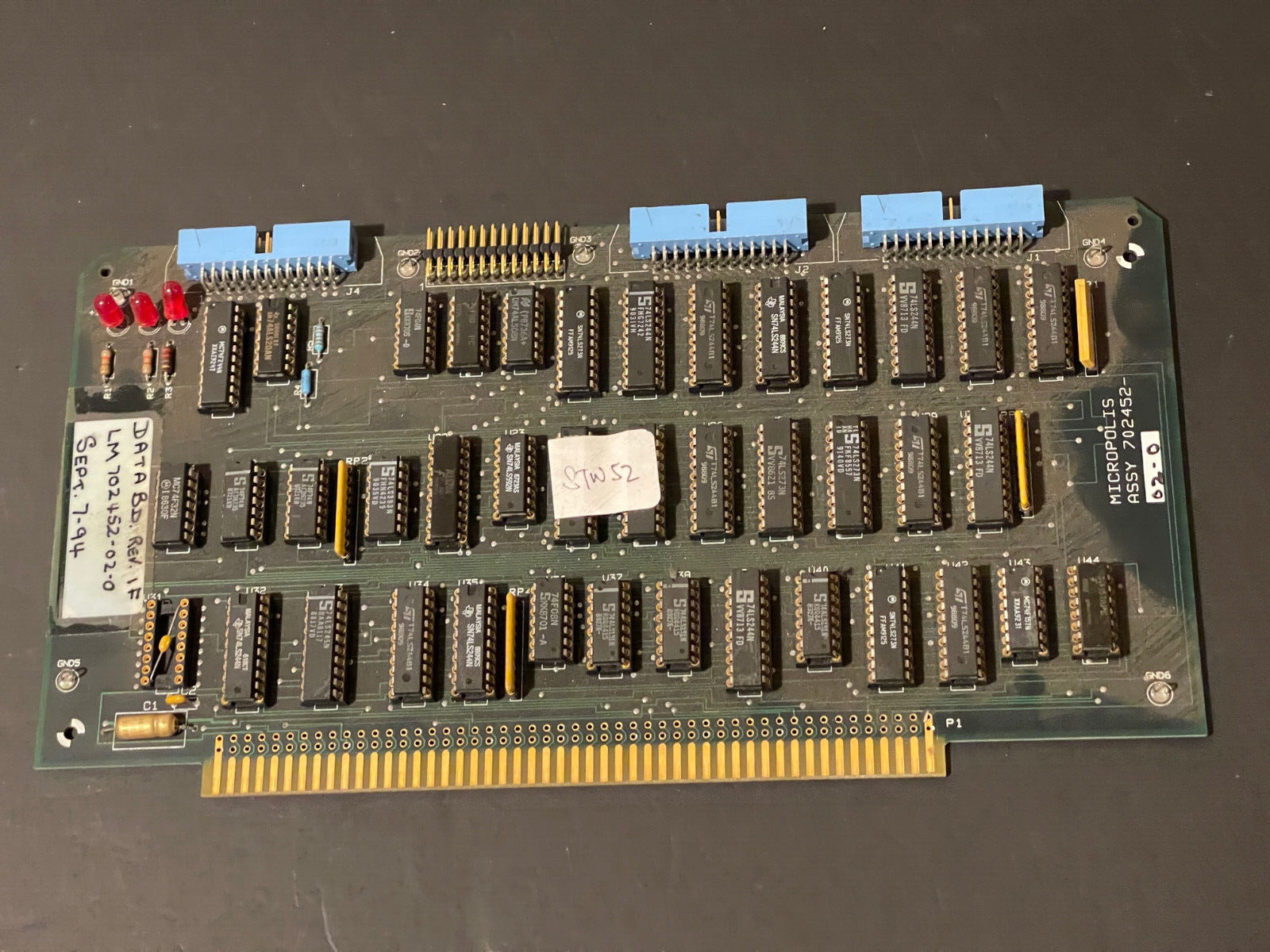 MICROPOLIS 702452-02-0 DATA BOARD S-100 MOSTLY SOCKETED RARE VINTAGE QTY-1
