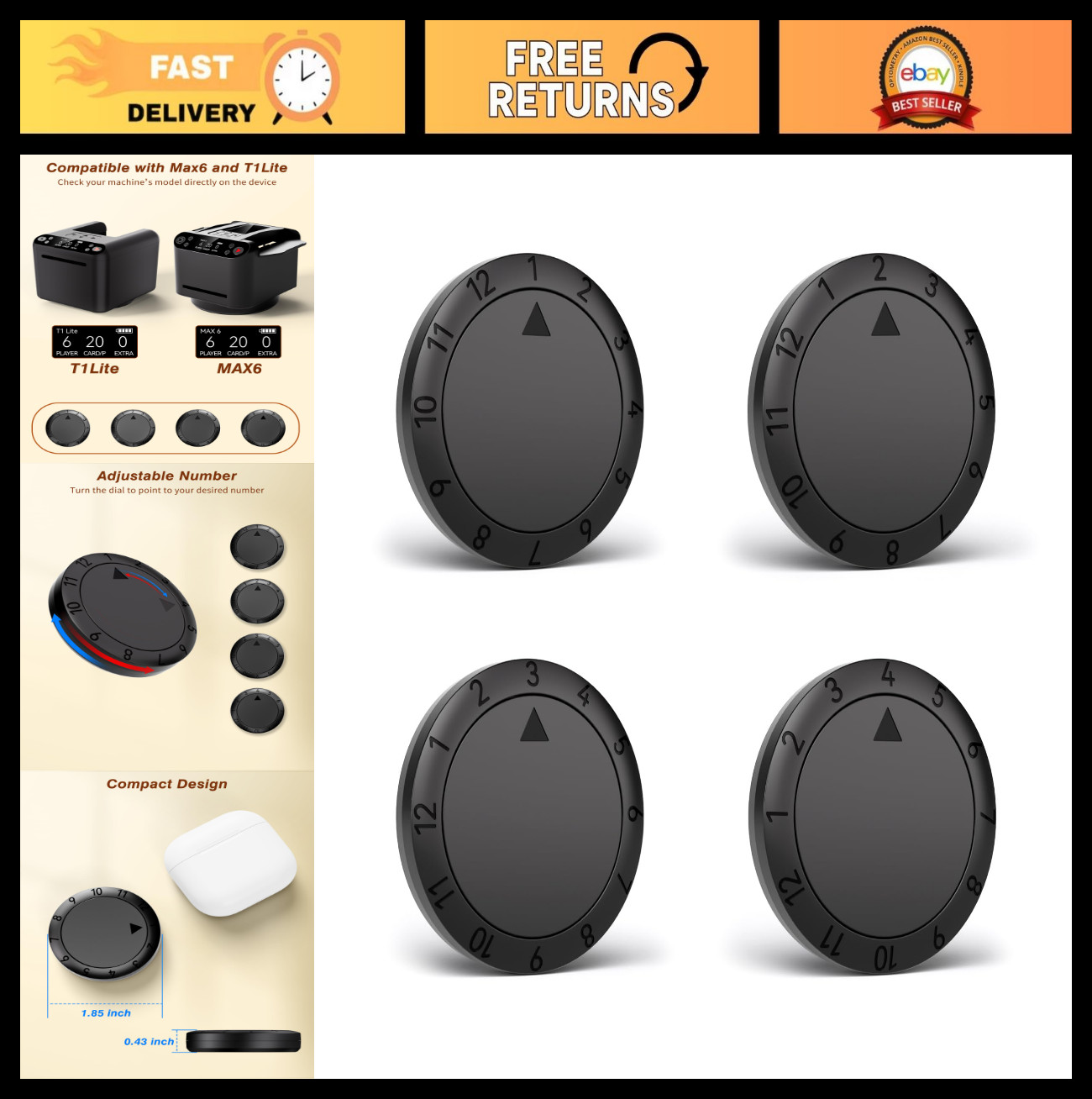 4-Pack Wireless Poker Dealing Remotes for Card Shufflers & Dealers, Hands-Free f