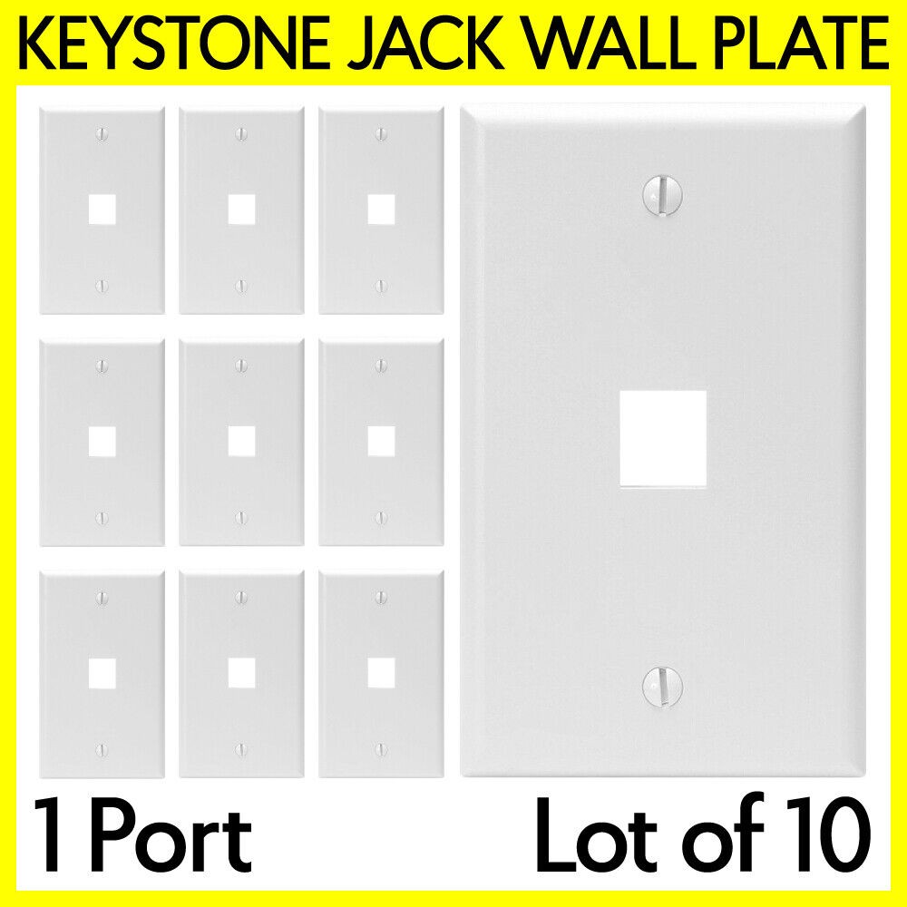 10 PCS 1 Port Keystone Wall Plate Cover Keystone Jack Wall Outlet 1 Gang White