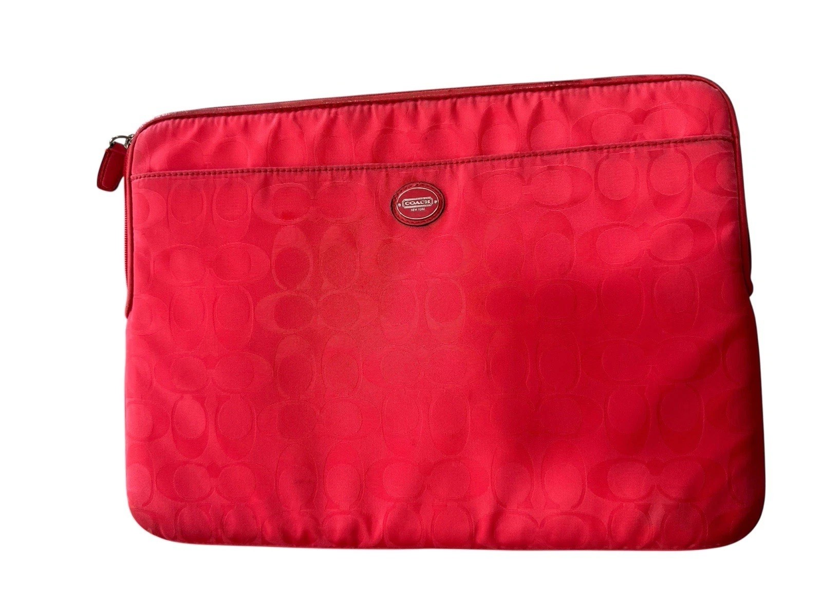 Coach Red Signature Nylon Tablet Sleeve Case Cover