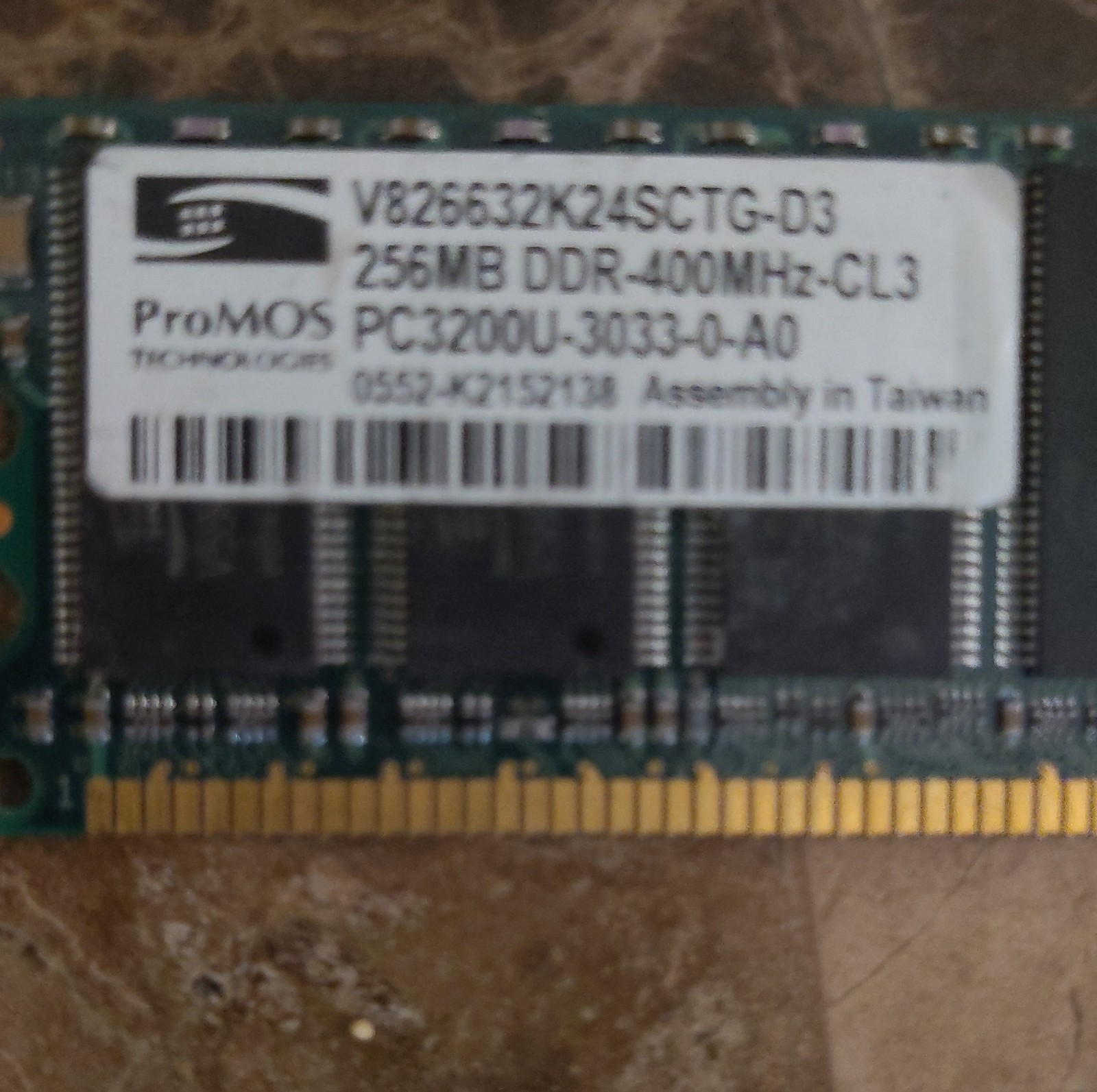 ProMOS Technologies 256MB DDR1 DIMM PC-3200 (DDR-400) V826632K24SCTG-D3 RAM