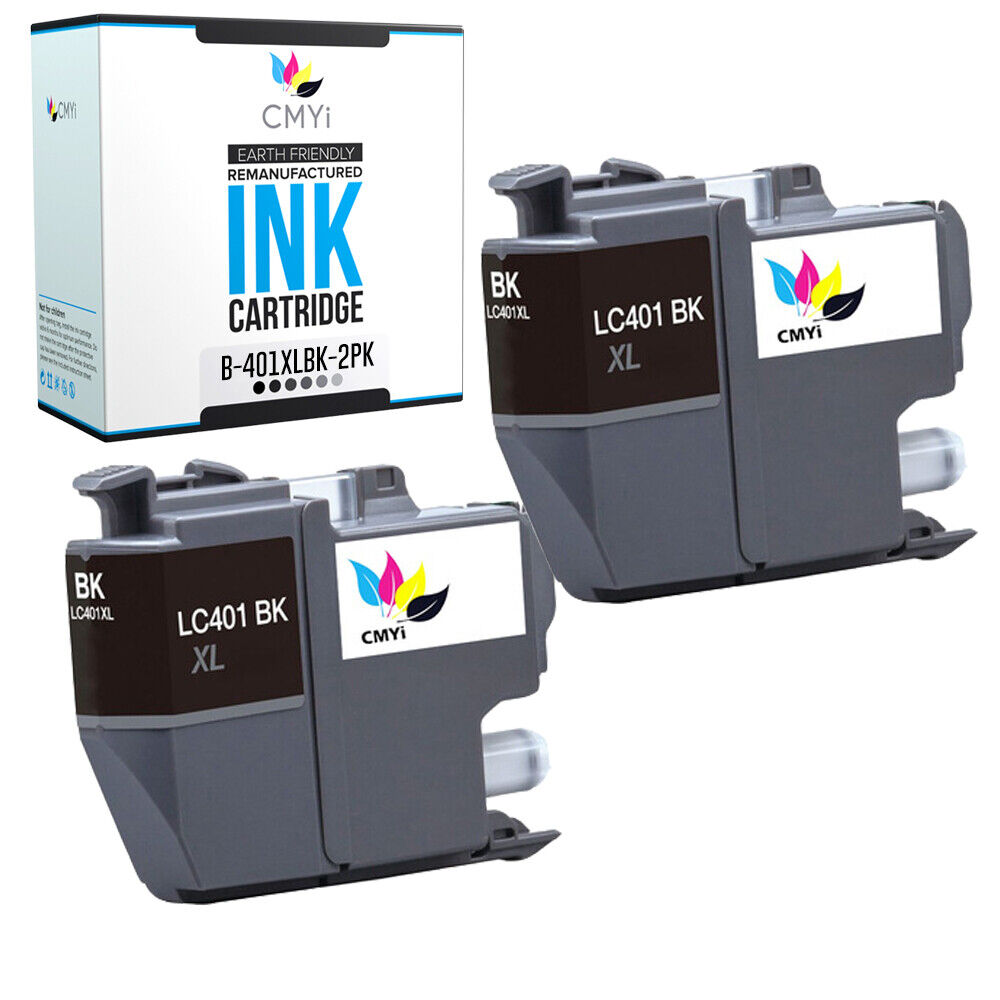 2 Pack LC401XL Black Ink Cartridge for Brother LC401XL MFC-J1012DW MFC-J1170DW