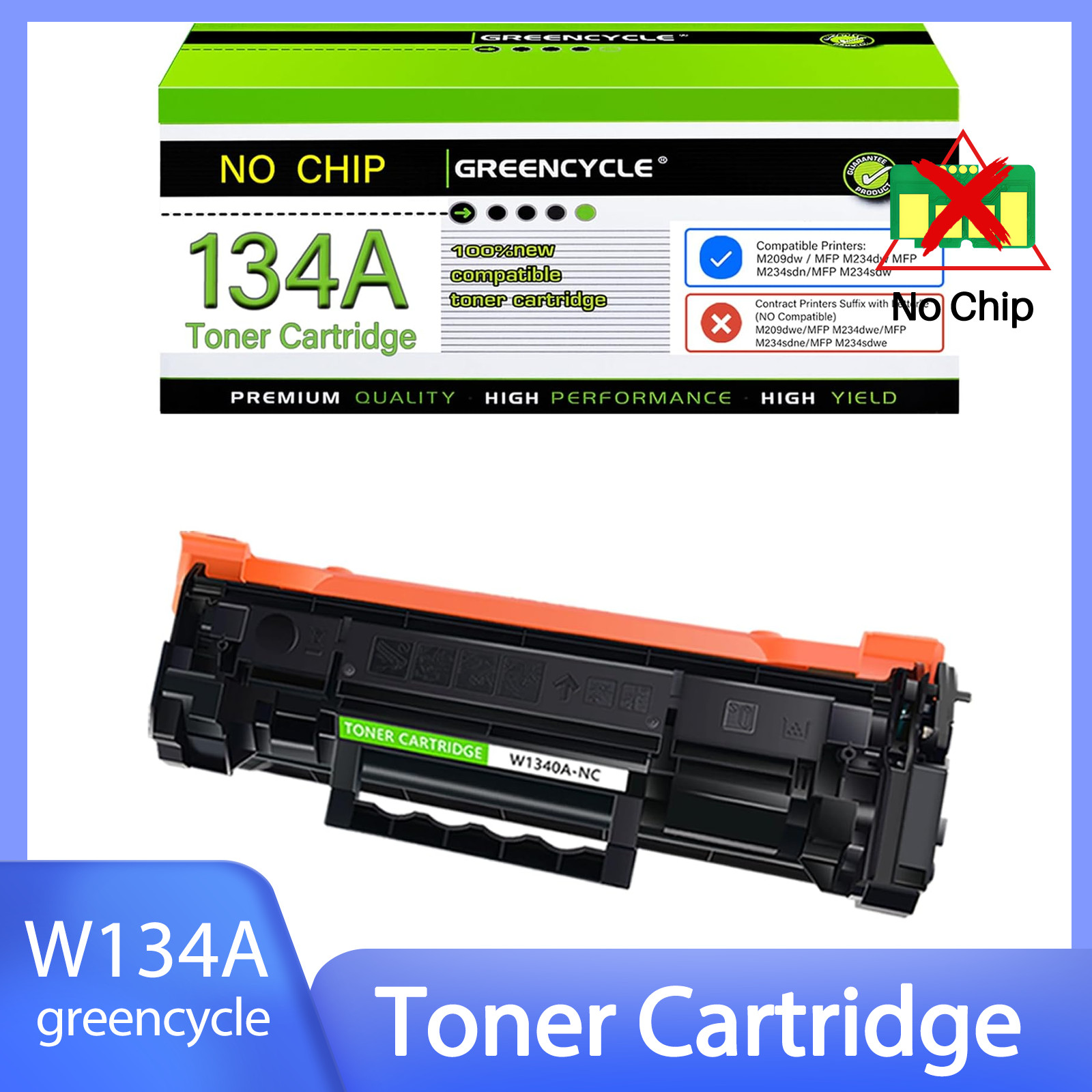 1PK(No Chip)Compatible 134A Black Toner For HP W1340A with Laserjet M209dw M209d