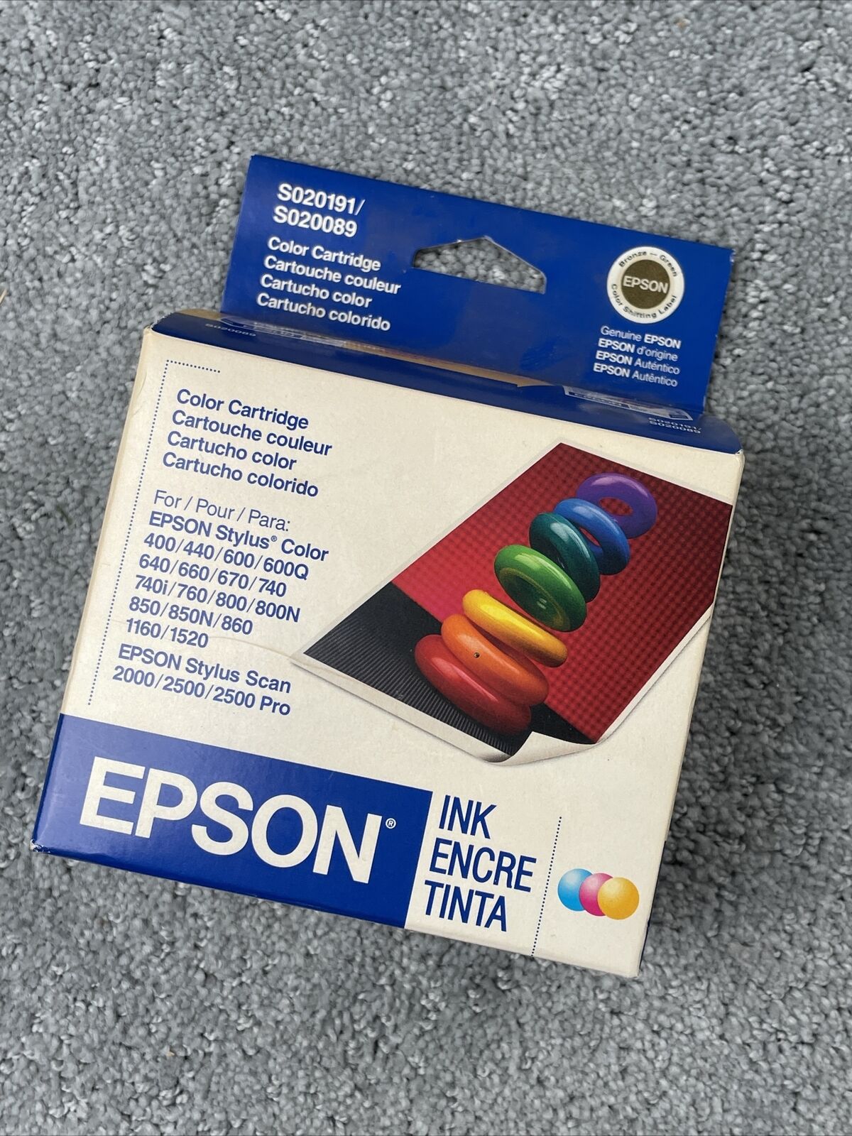 Epson S–020191 S-020089 color ink cartridge magenta yellow blue printer