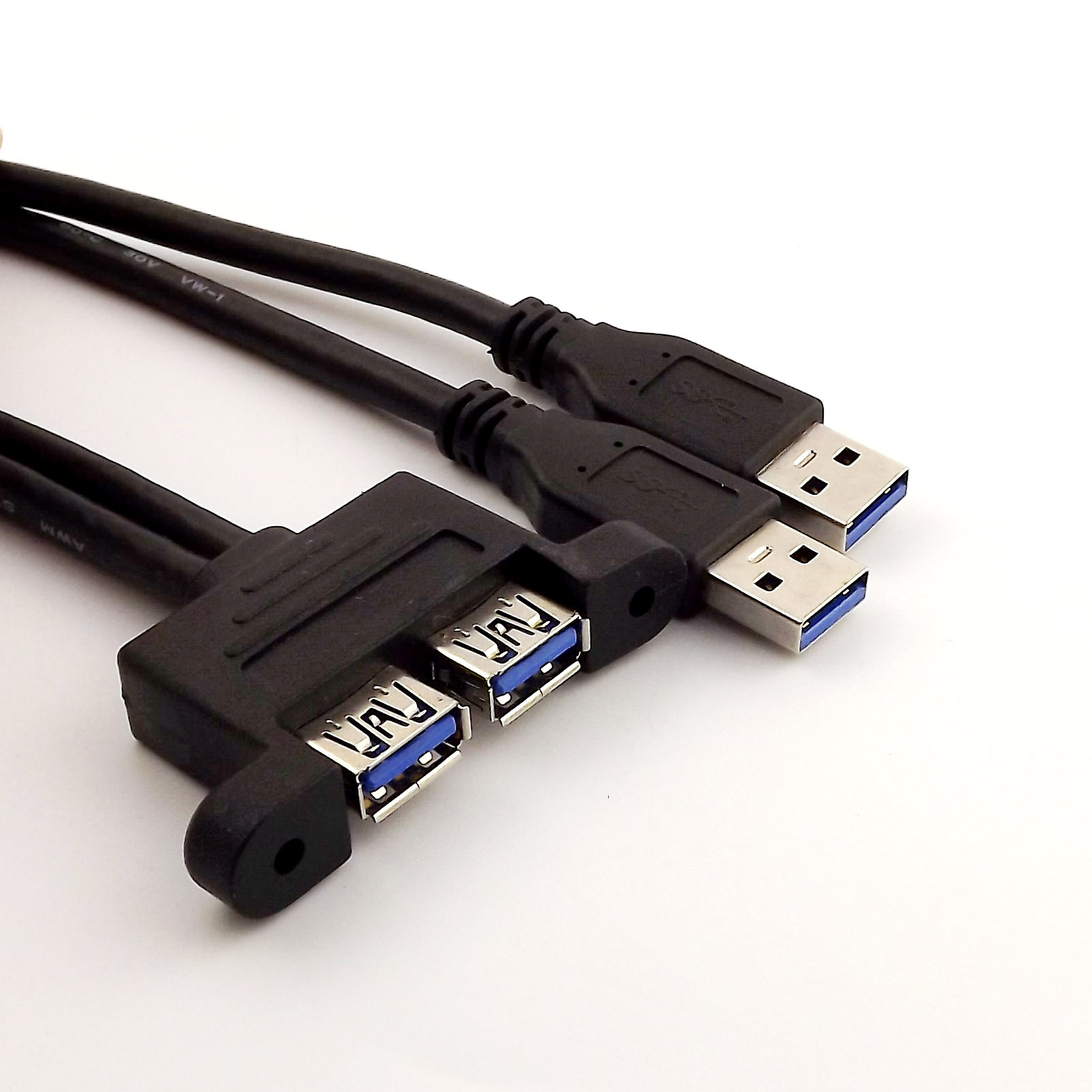 10x Dual USB 3.0 Male to Female with Screw Panel Mount Holes Extension Cable 1FT