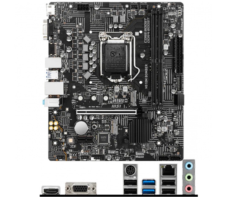 MSI H510M BOMBER Motherboard Intel H510 LGA1200 Micro ATX 2xDDR4 HDMI VGA 1x M.2
