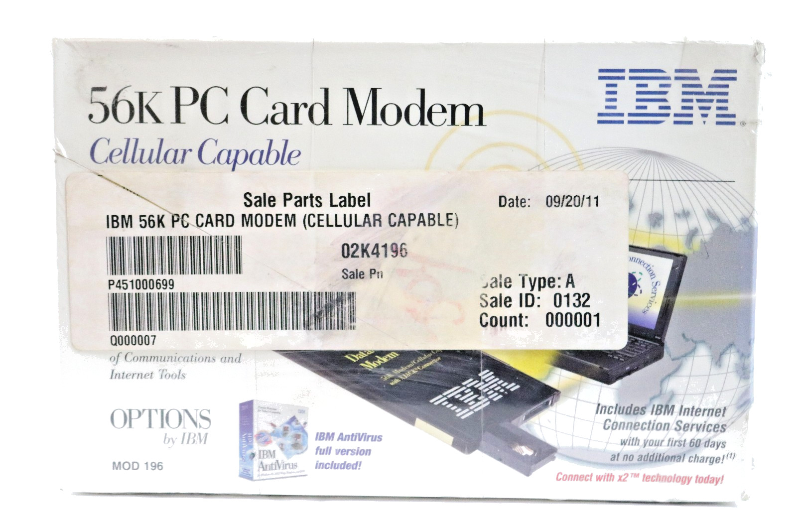 *NEW* IBM 56K PC Card Modem Cellular Capable 02K4196 XJACK PCMCIA - SEALED