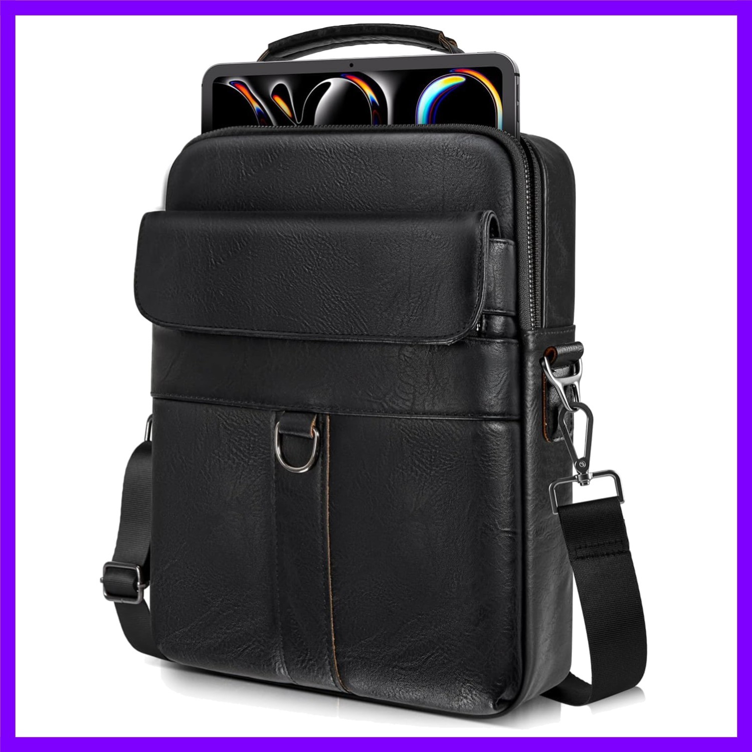 13 Inch Laptop Shoulder Bag Leather Carrying Case for Macbook Air 13" M5 M4 M...