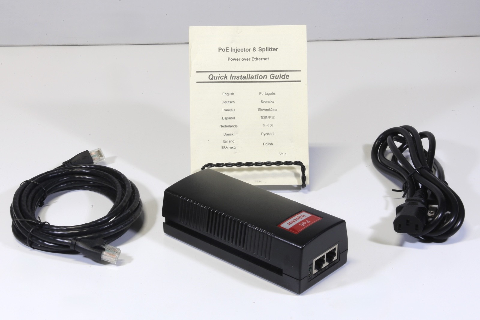 BV-Tech POE-I100 single-port 19W PoE injector, black, (Open Box)