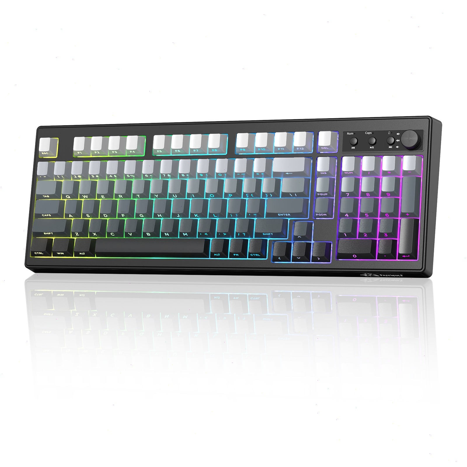 ZIYOU LANG K100 Wireless Gaming Keyboard Tri-Mode Number Pad RGB Media Knob