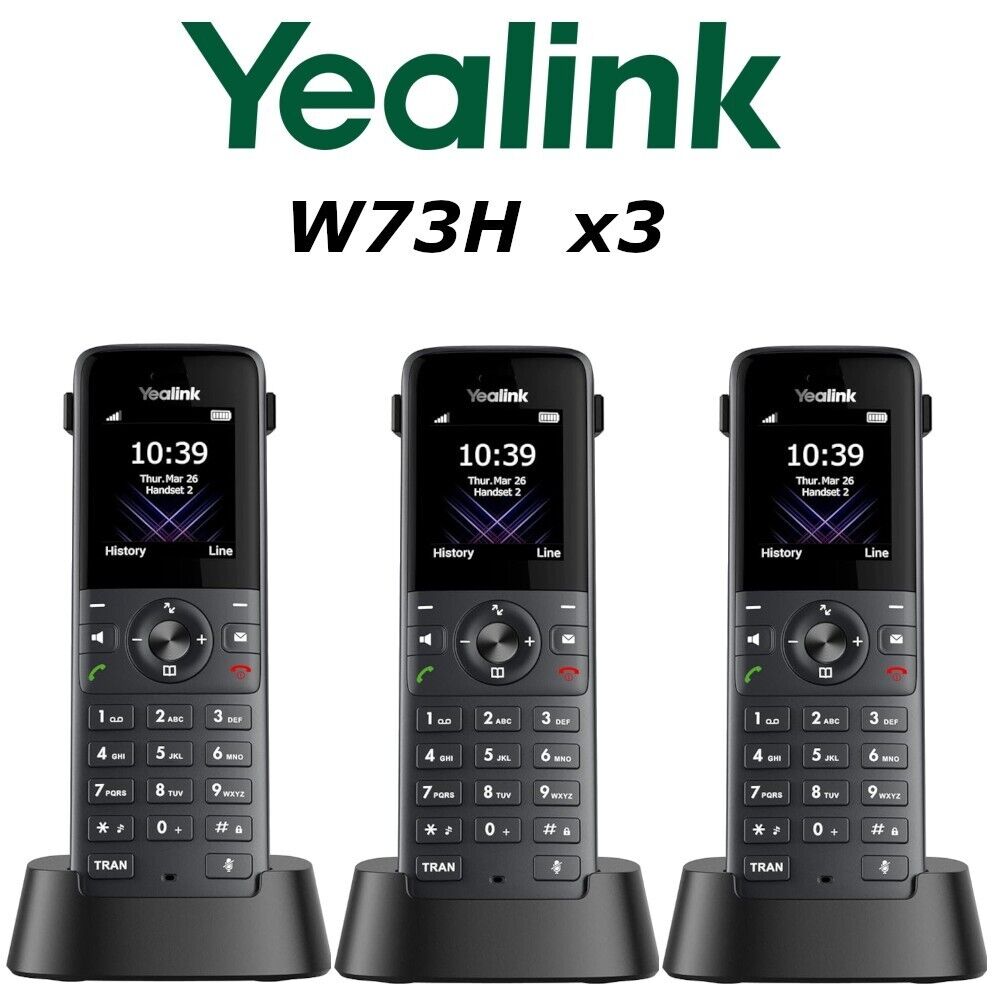 3 Yealink W73H IP DECT Addtl Cordless Expansion Handset for W60B W70B W80B W90B