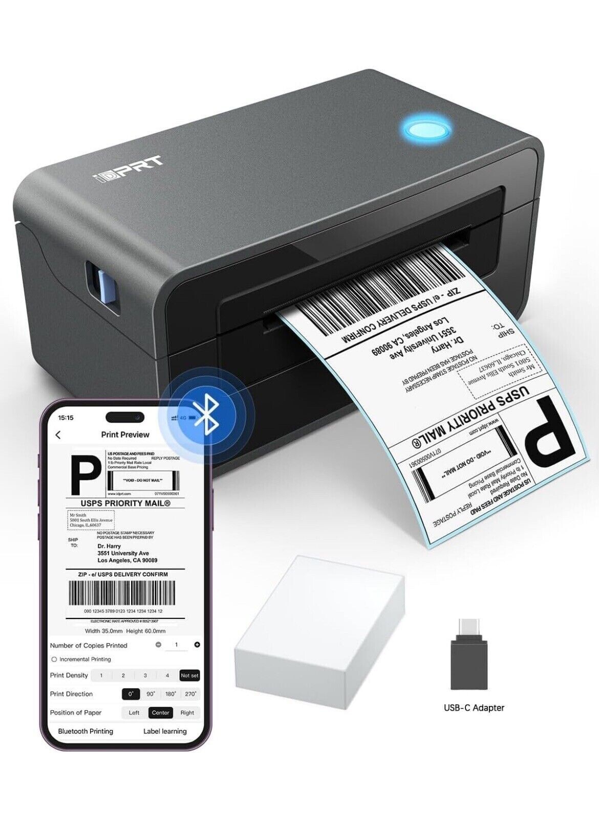 iDPRT Bluetooth Thermal Label Printer SP410BT 4x6 Shipping Label Printer NEW