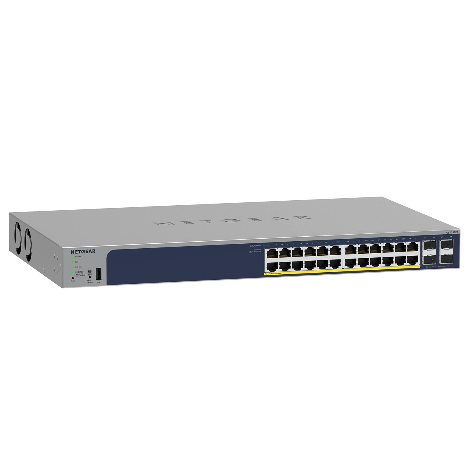 NETGEAR 28-Port PoE Gigabit Ethernet Smart Switch (GS728TPP) - Managed, Optional