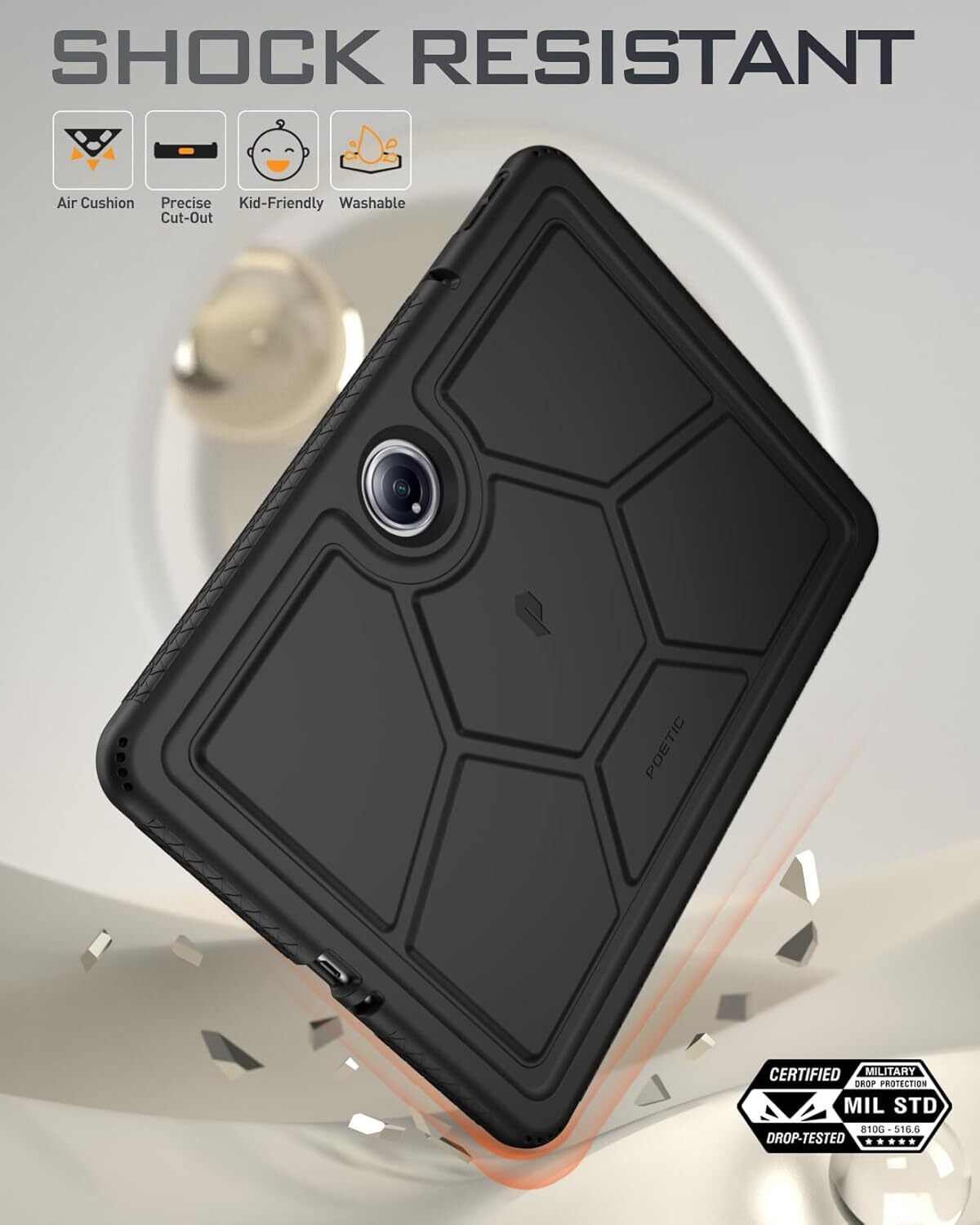 Poetic For OnePlus Pad 2 Case 12.1 inch (2024) Kids Friendly Silicone Black