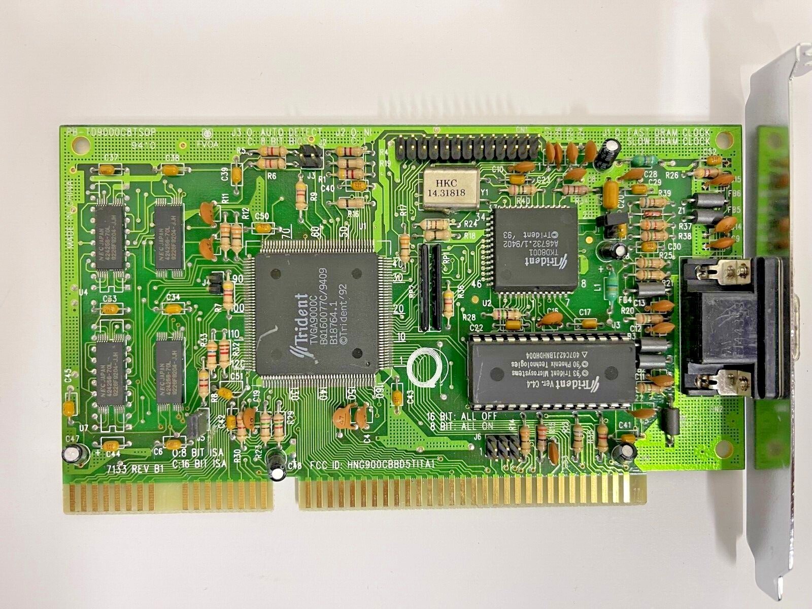VINTAGE TRIDENT TVGA9000C 512K 16 BIT ISA VGA CARD FCC HNG900CBBD5TITA1 MXB87