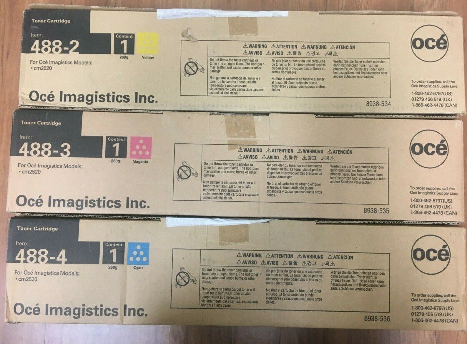 Lot of 3 : New sealed Genuine OCE Imagistics Inc Toner Cartridge 488-2 - 488-4